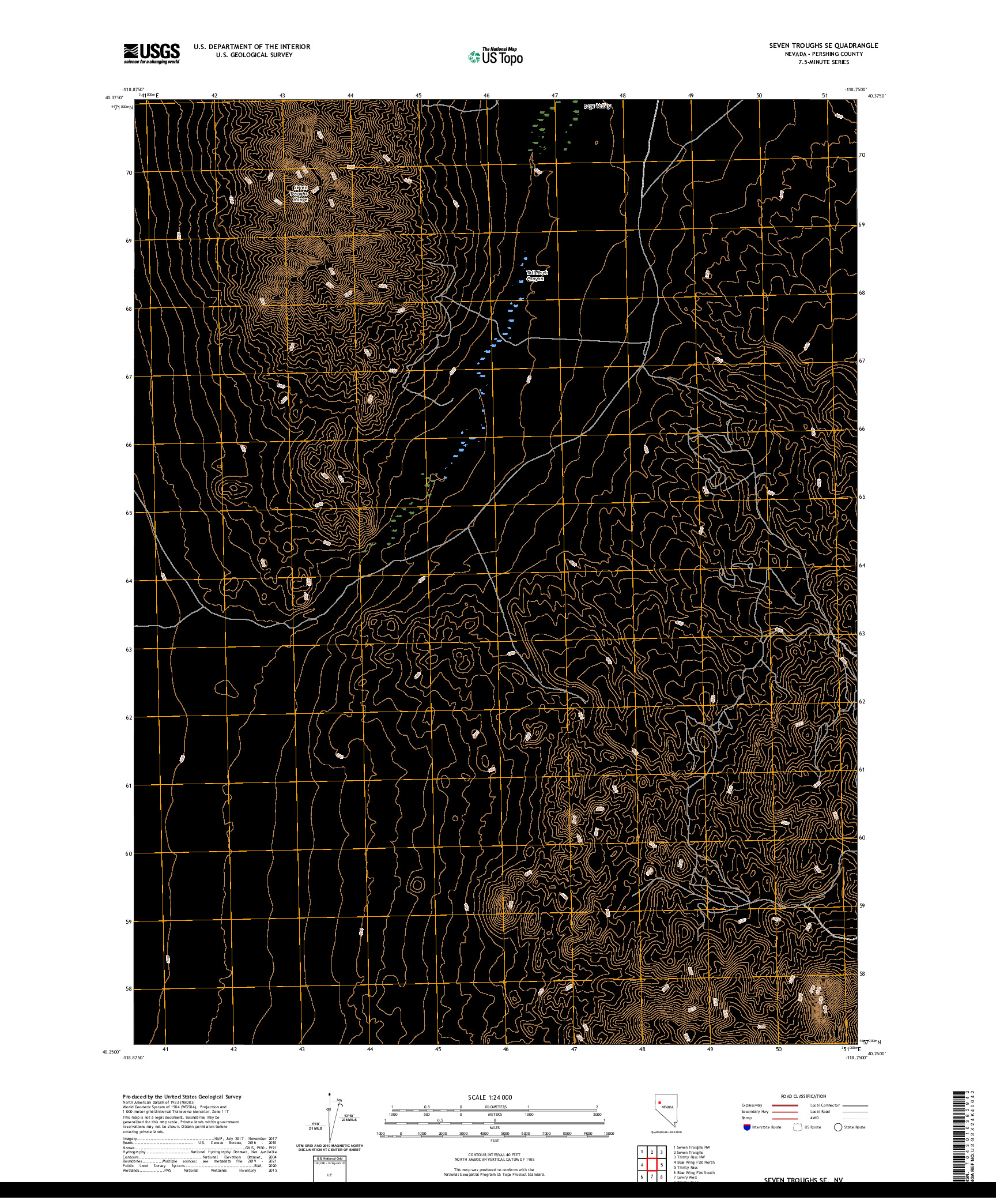 US TOPO 7.5-MINUTE MAP FOR SEVEN TROUGHS SE, NV