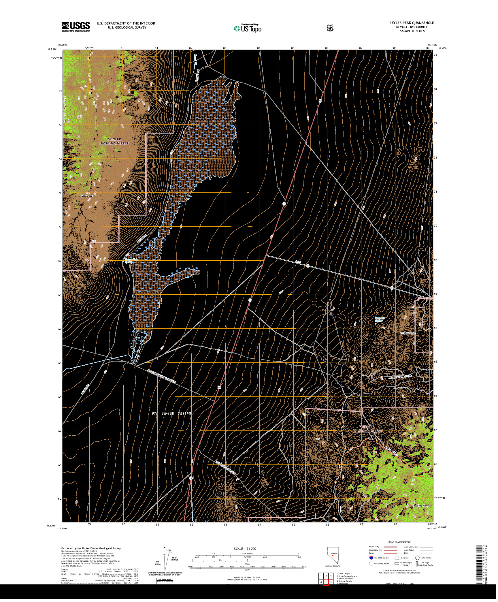 US TOPO 7.5-MINUTE MAP FOR SEYLER PEAK, NV