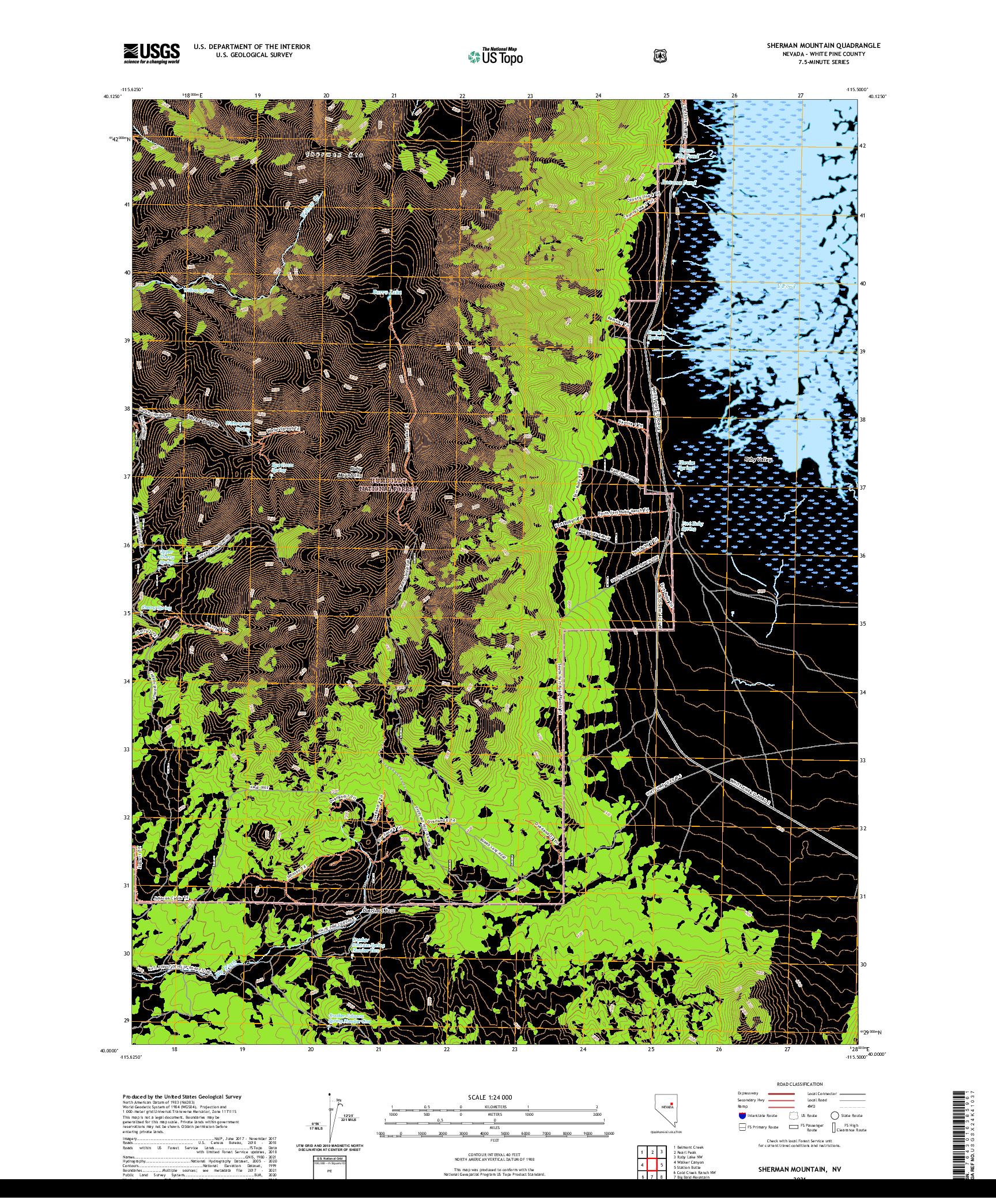 US TOPO 7.5-MINUTE MAP FOR SHERMAN MOUNTAIN, NV