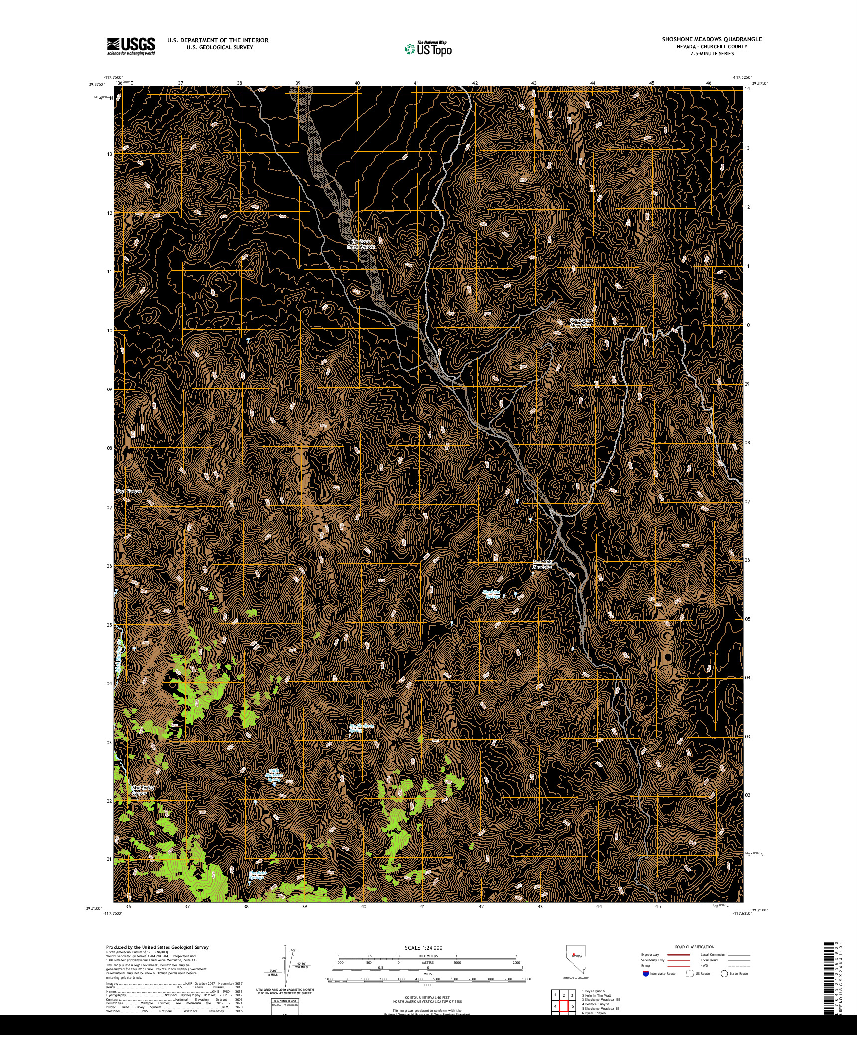 US TOPO 7.5-MINUTE MAP FOR SHOSHONE MEADOWS, NV