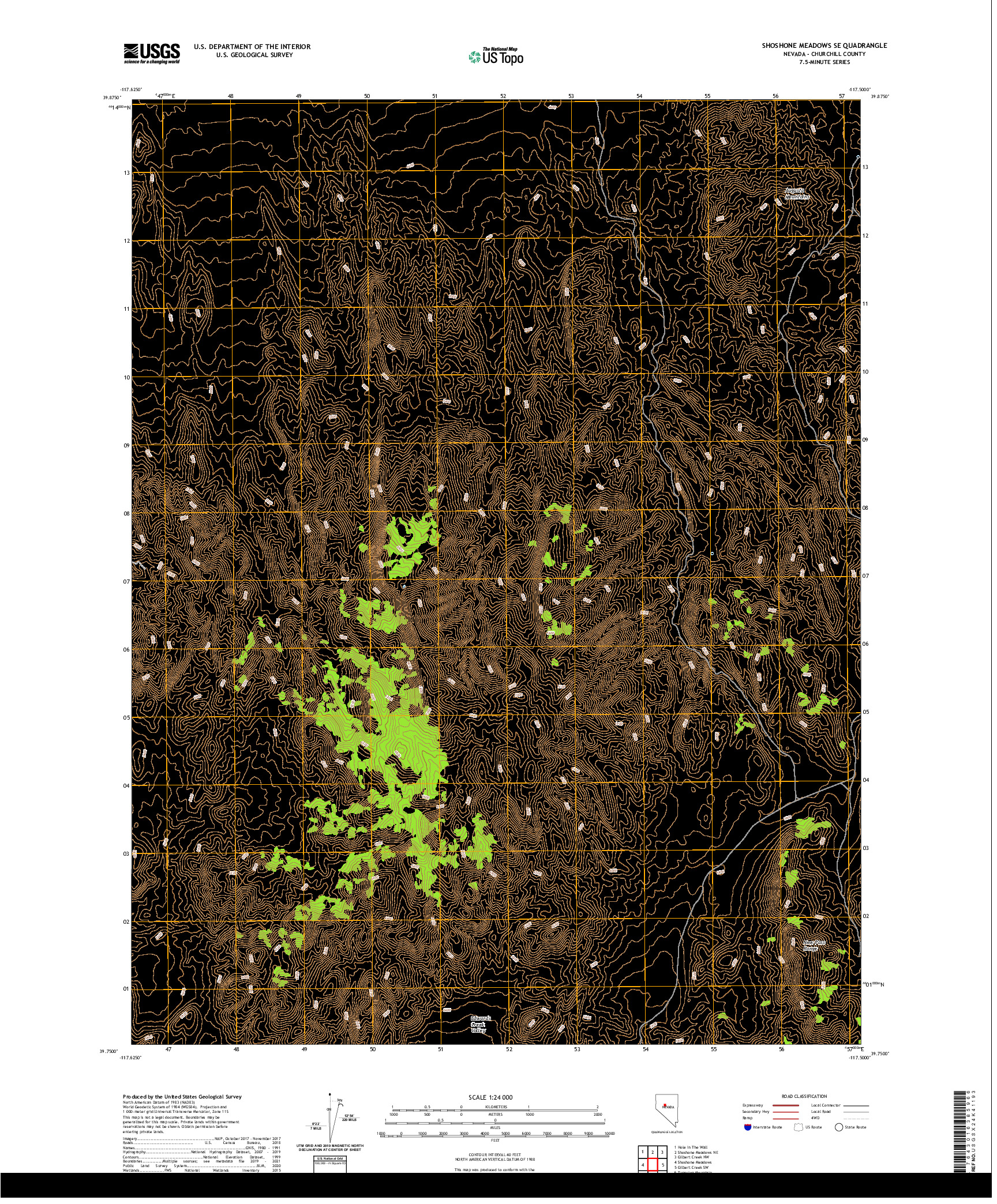 US TOPO 7.5-MINUTE MAP FOR SHOSHONE MEADOWS SE, NV