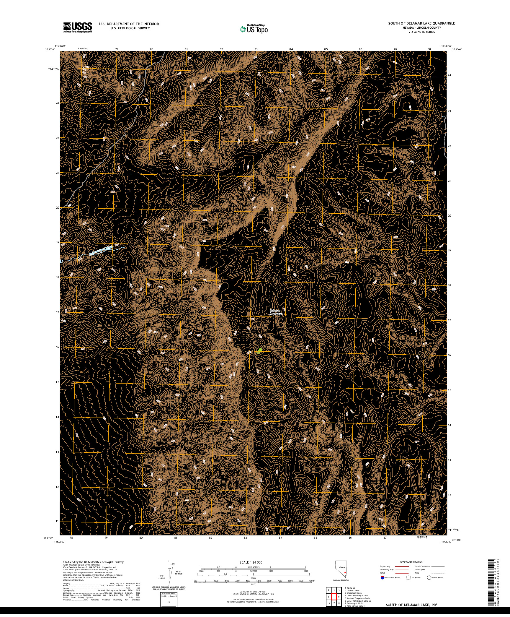 US TOPO 7.5-MINUTE MAP FOR SOUTH OF DELAMAR LAKE, NV