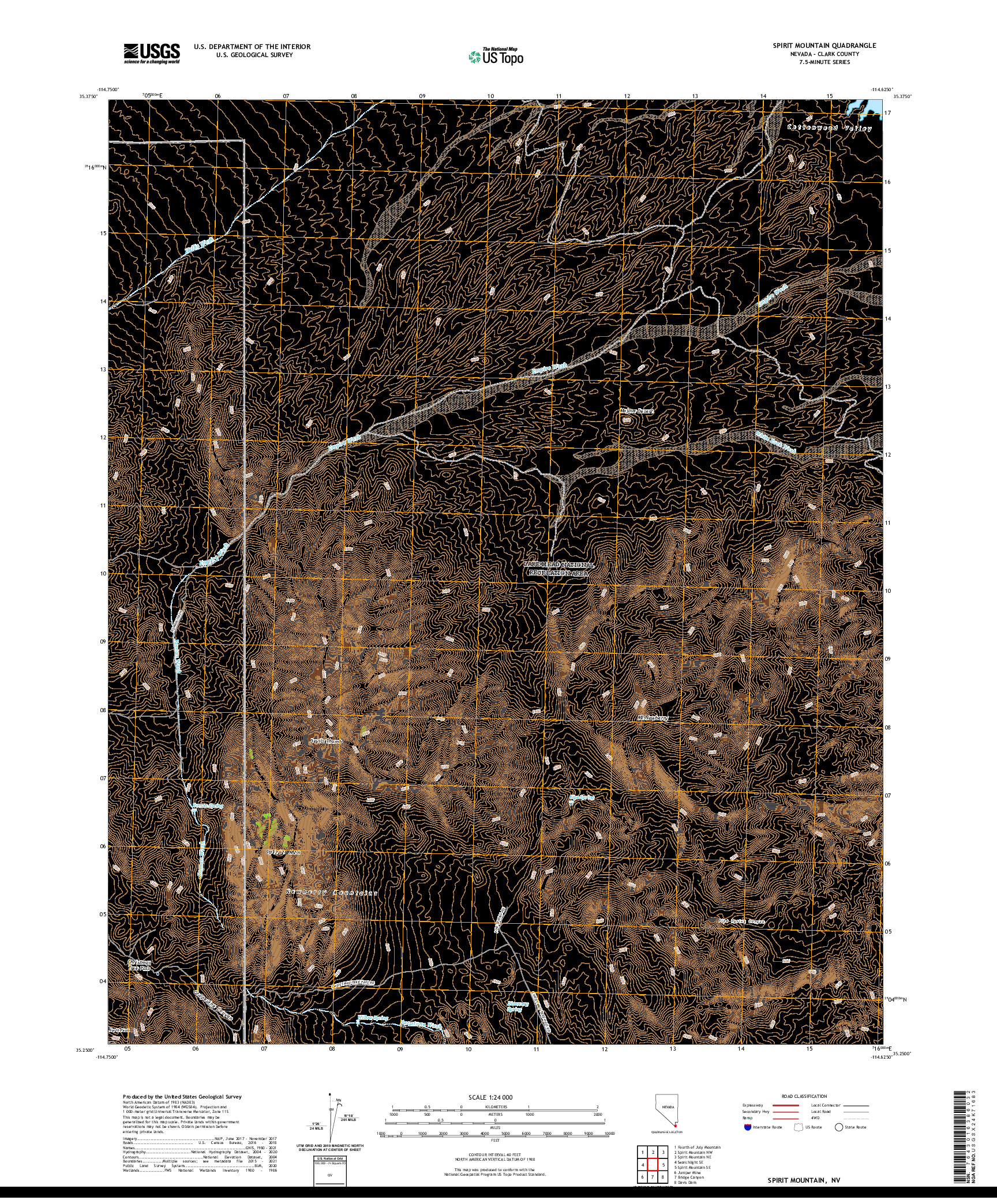 US TOPO 7.5-MINUTE MAP FOR SPIRIT MOUNTAIN, NV