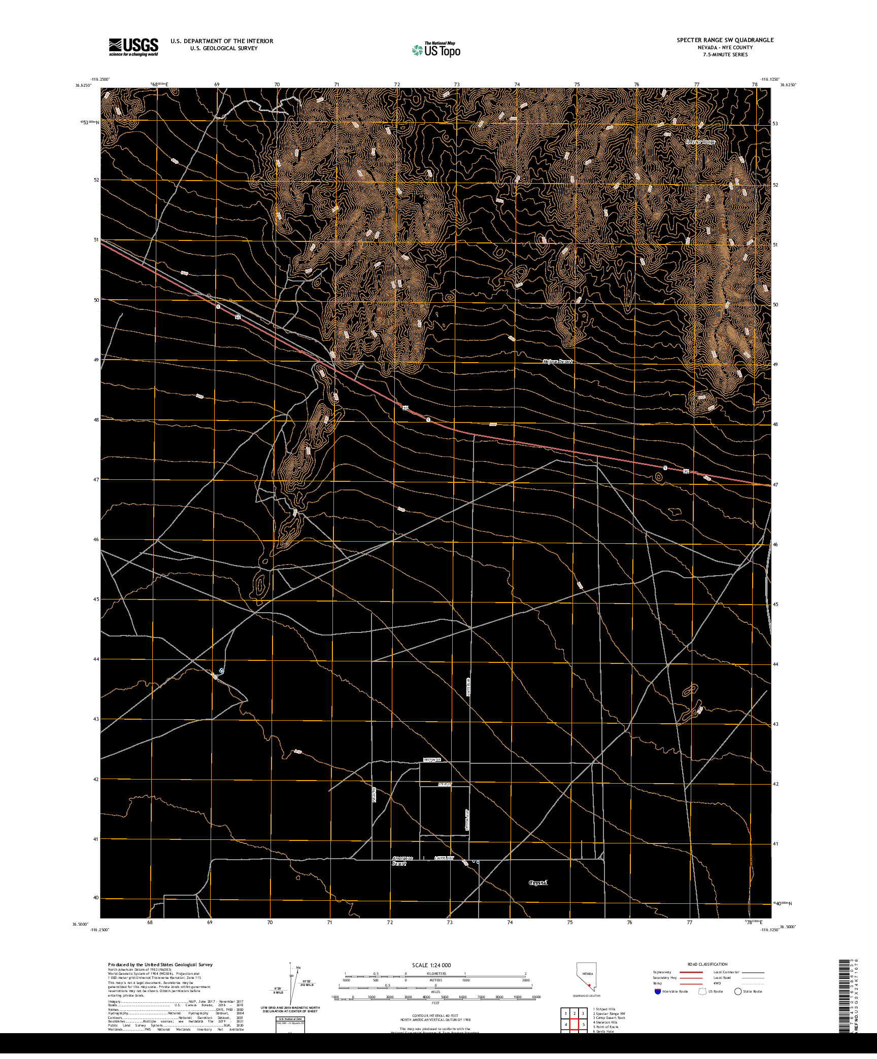 US TOPO 7.5-MINUTE MAP FOR SPECTER RANGE SW, NV