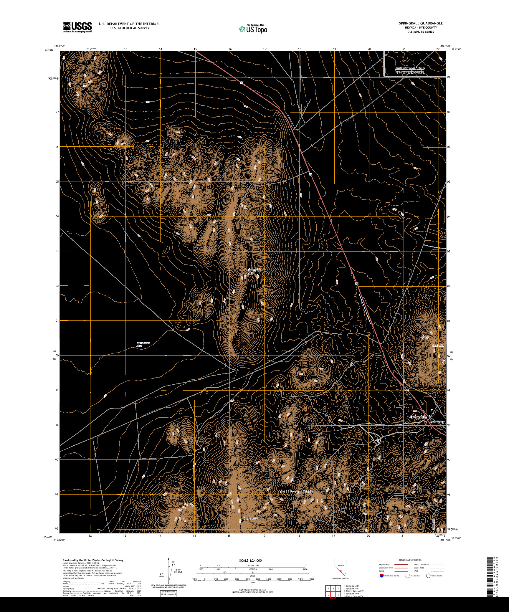 US TOPO 7.5-MINUTE MAP FOR SPRINGDALE, NV