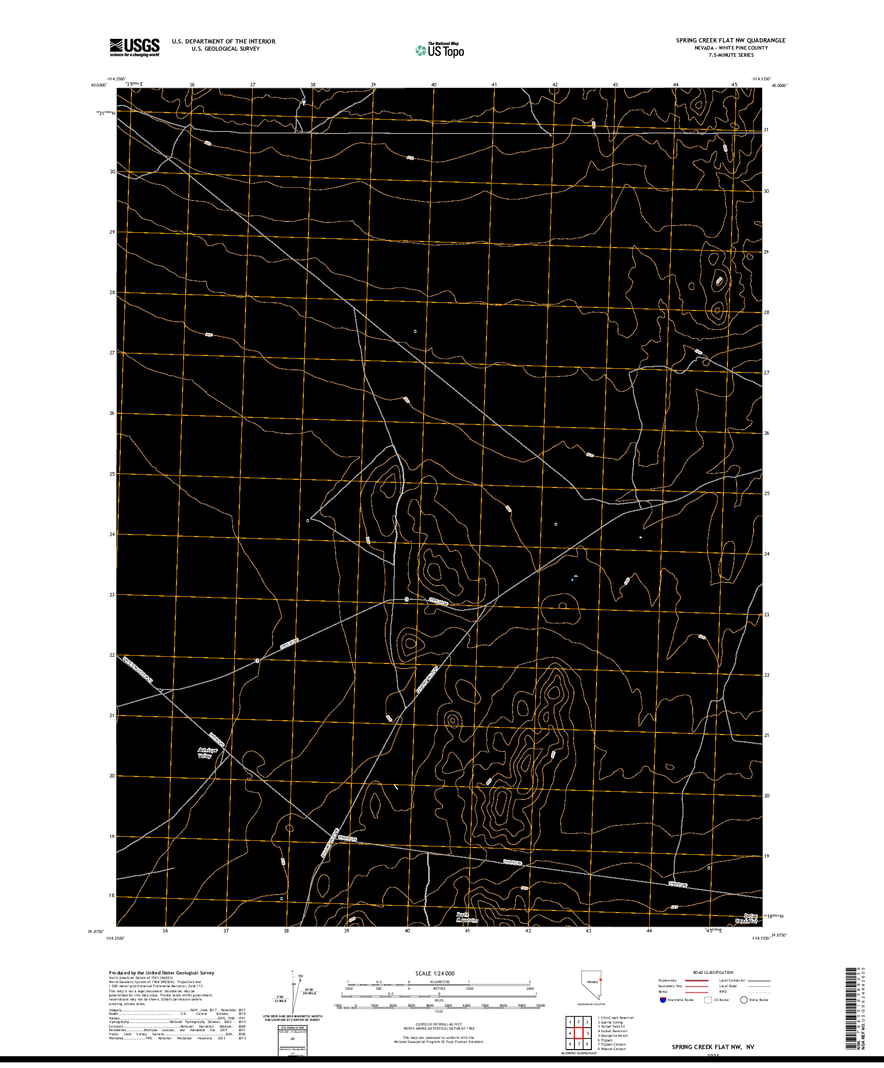 US TOPO 7.5-MINUTE MAP FOR SPRING CREEK FLAT NW, NV