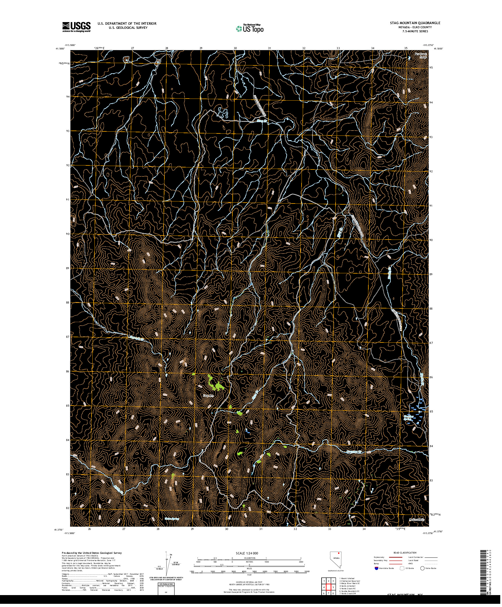 US TOPO 7.5-MINUTE MAP FOR STAG MOUNTAIN, NV