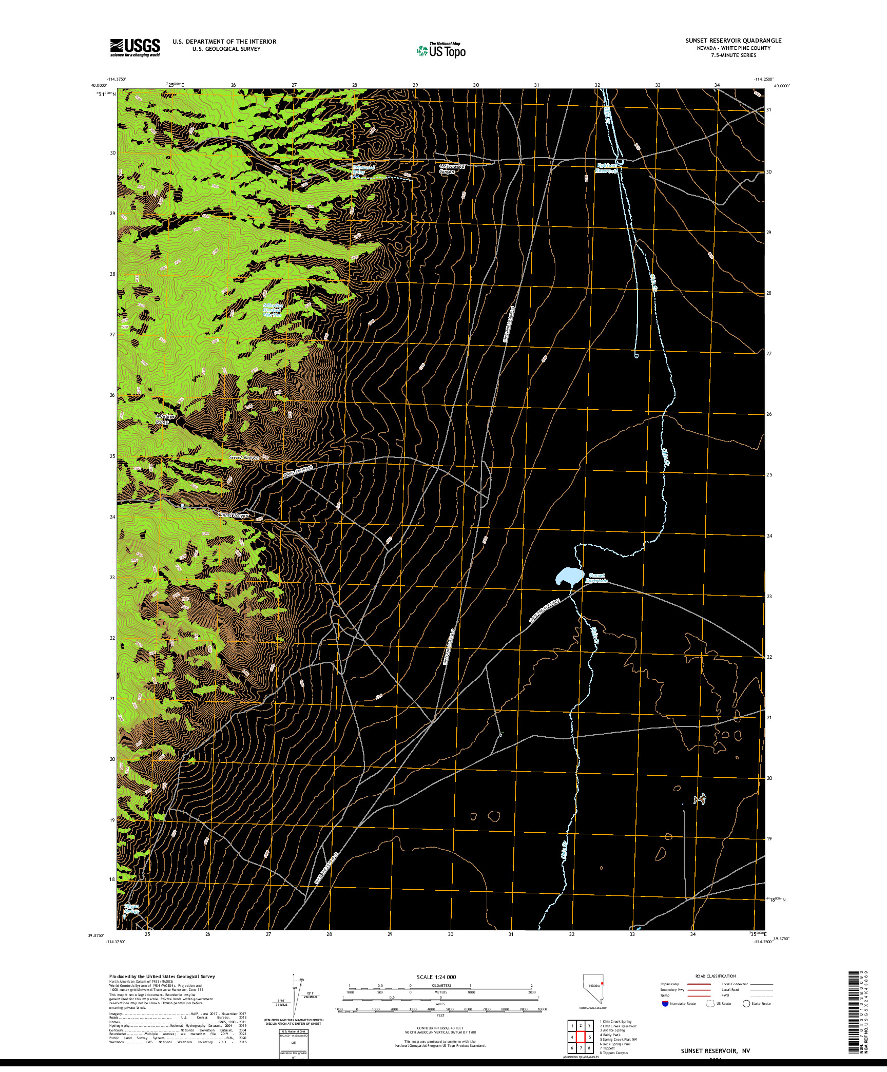 US TOPO 7.5-MINUTE MAP FOR SUNSET RESERVOIR, NV