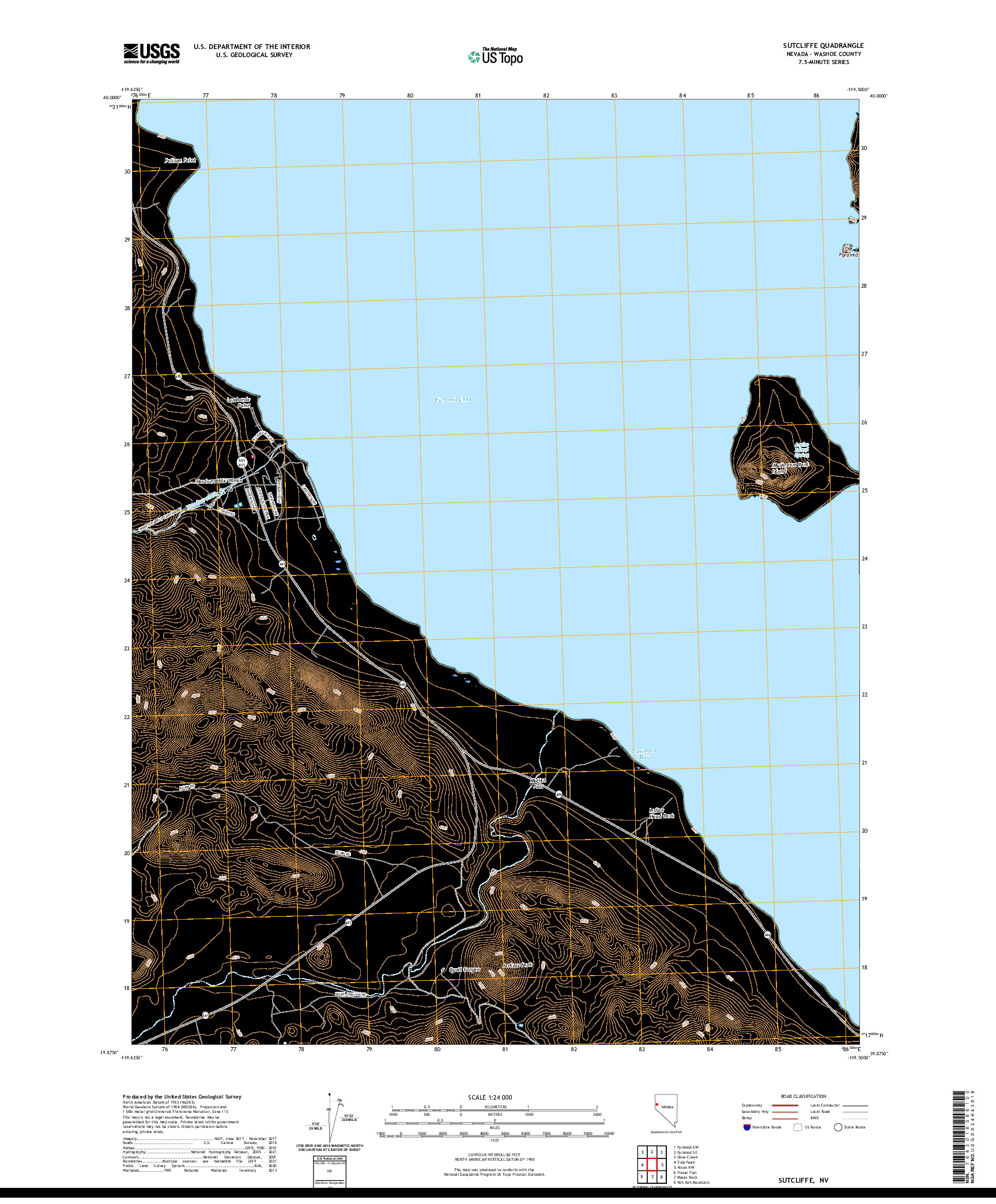 US TOPO 7.5-MINUTE MAP FOR SUTCLIFFE, NV