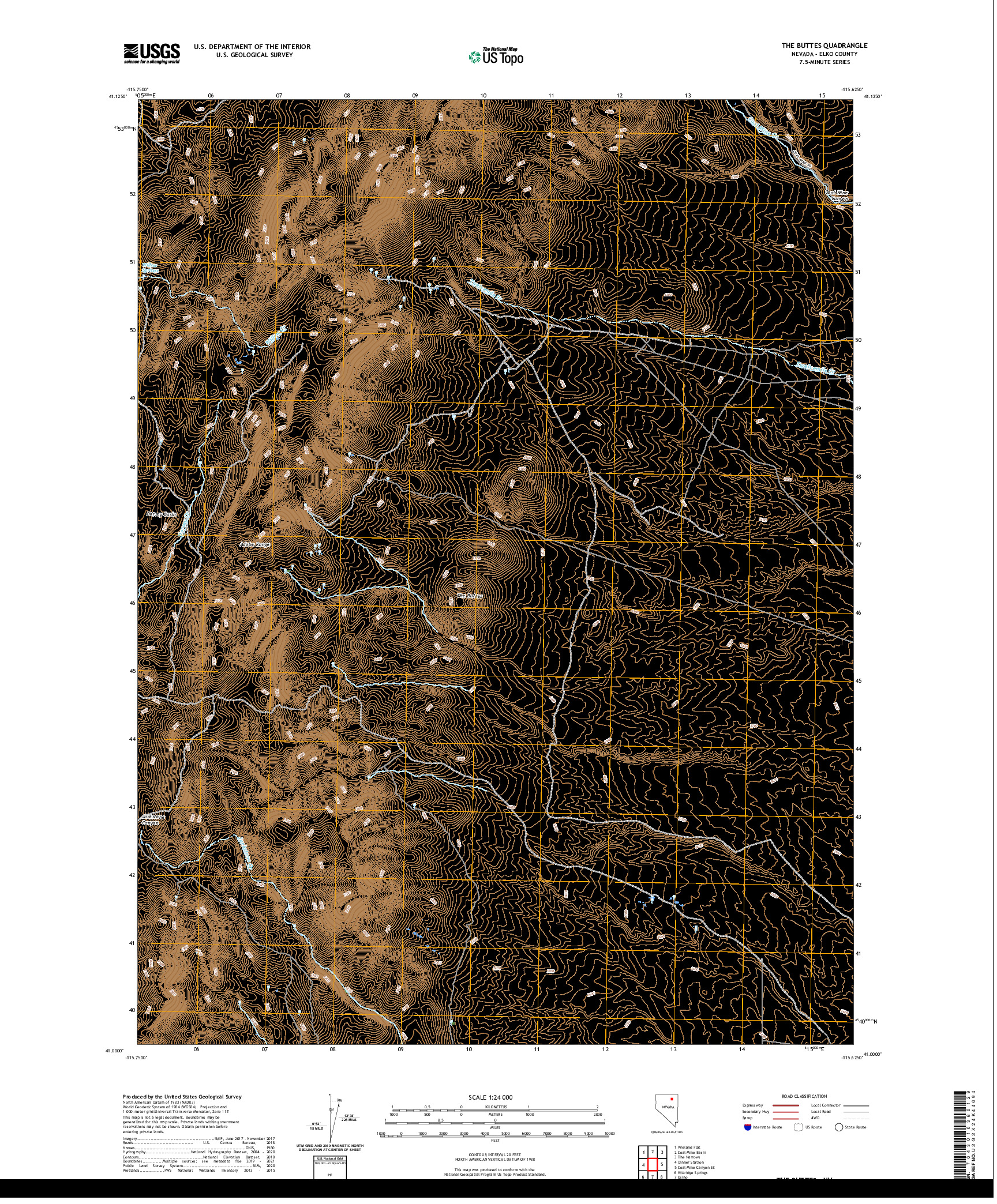 US TOPO 7.5-MINUTE MAP FOR THE BUTTES, NV