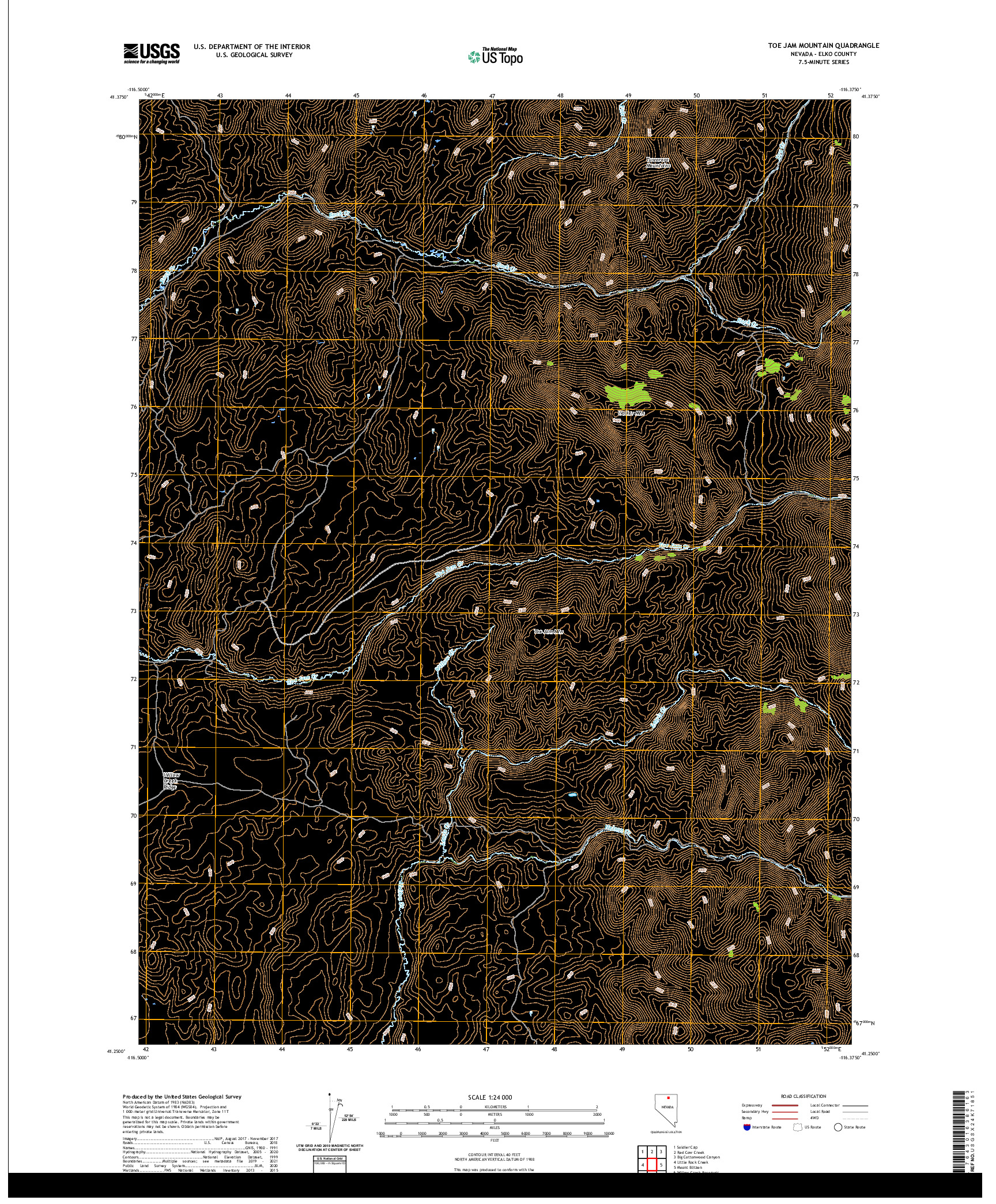 US TOPO 7.5-MINUTE MAP FOR TOE JAM MOUNTAIN, NV