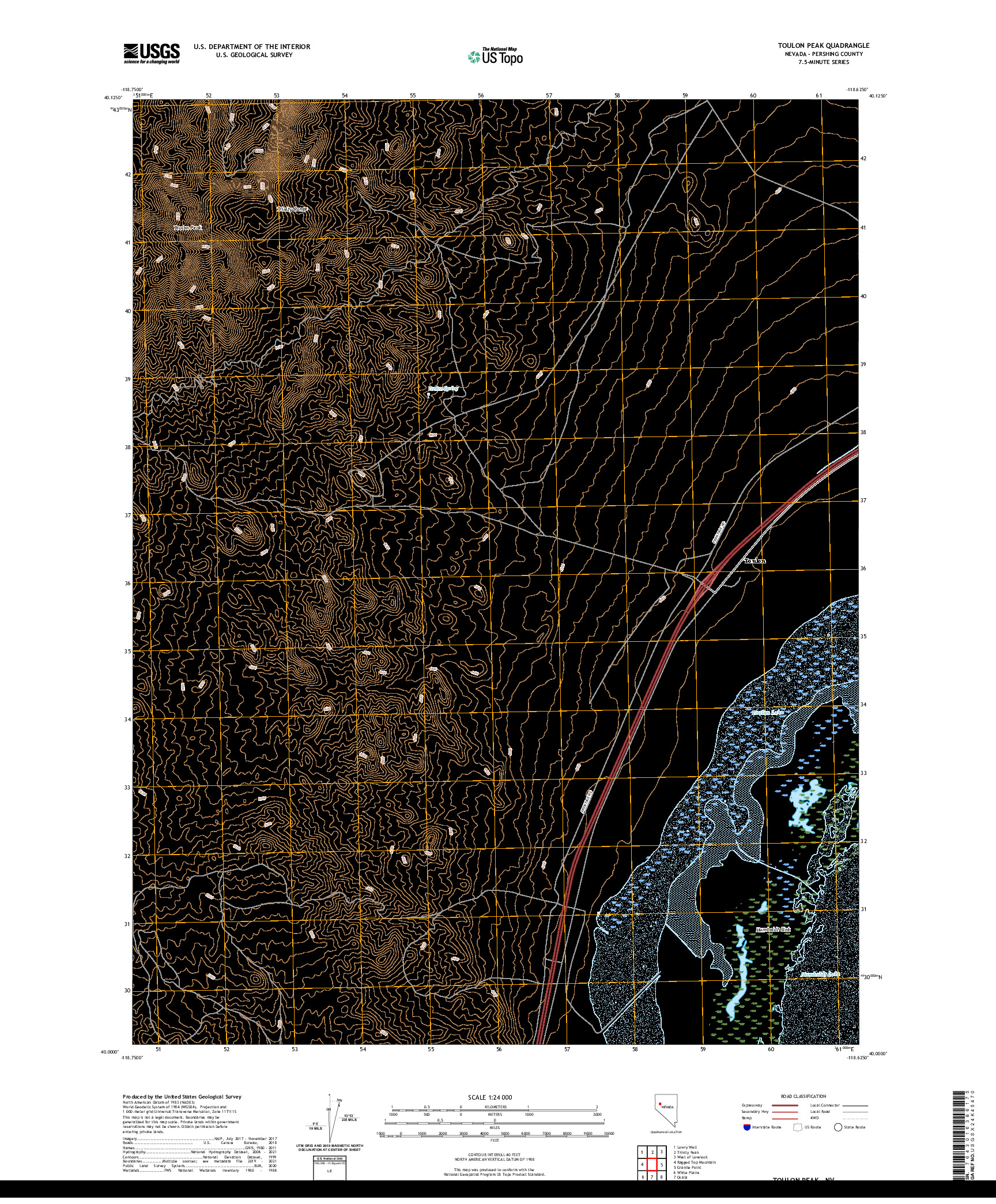 US TOPO 7.5-MINUTE MAP FOR TOULON PEAK, NV