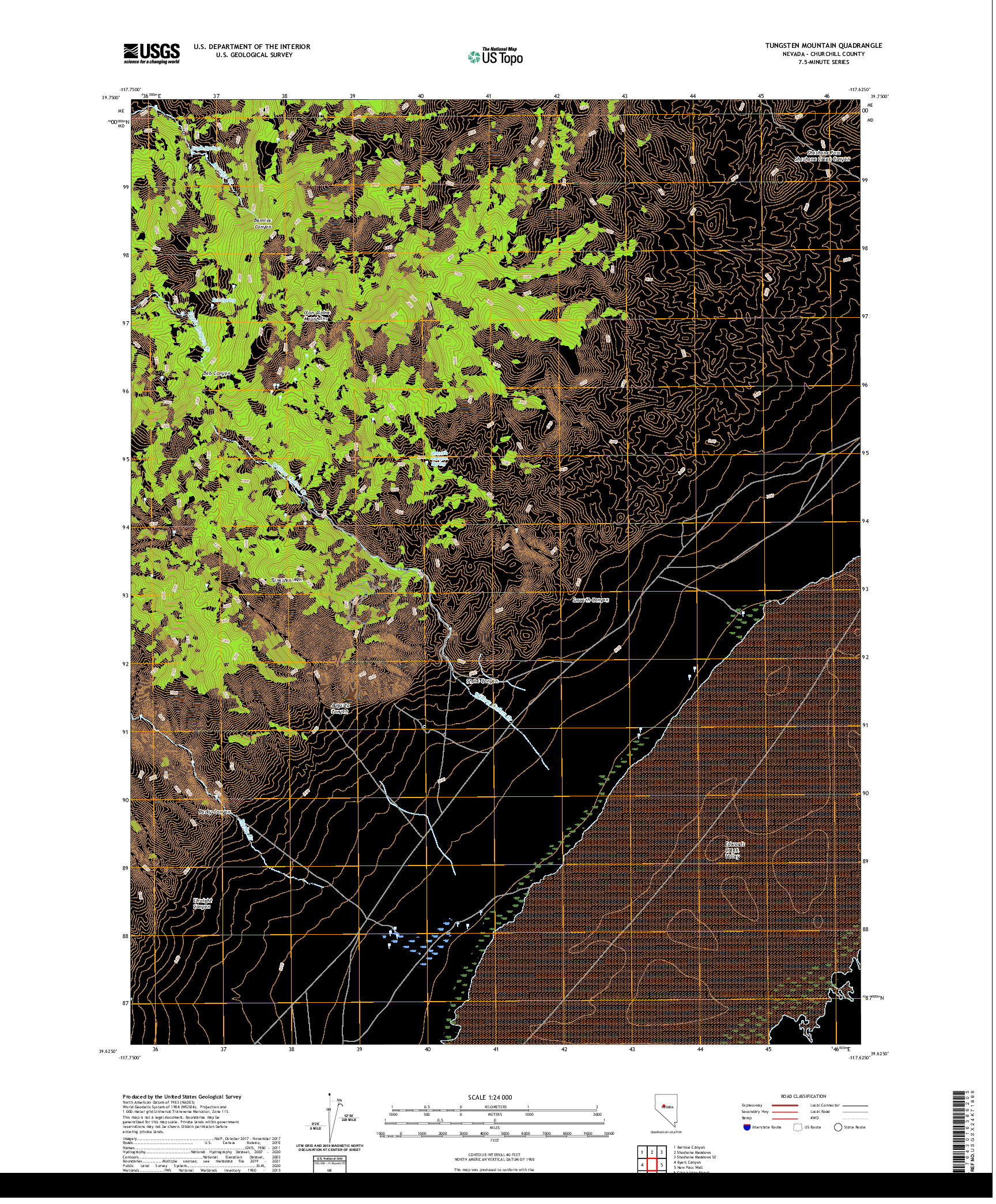 US TOPO 7.5-MINUTE MAP FOR TUNGSTEN MOUNTAIN, NV