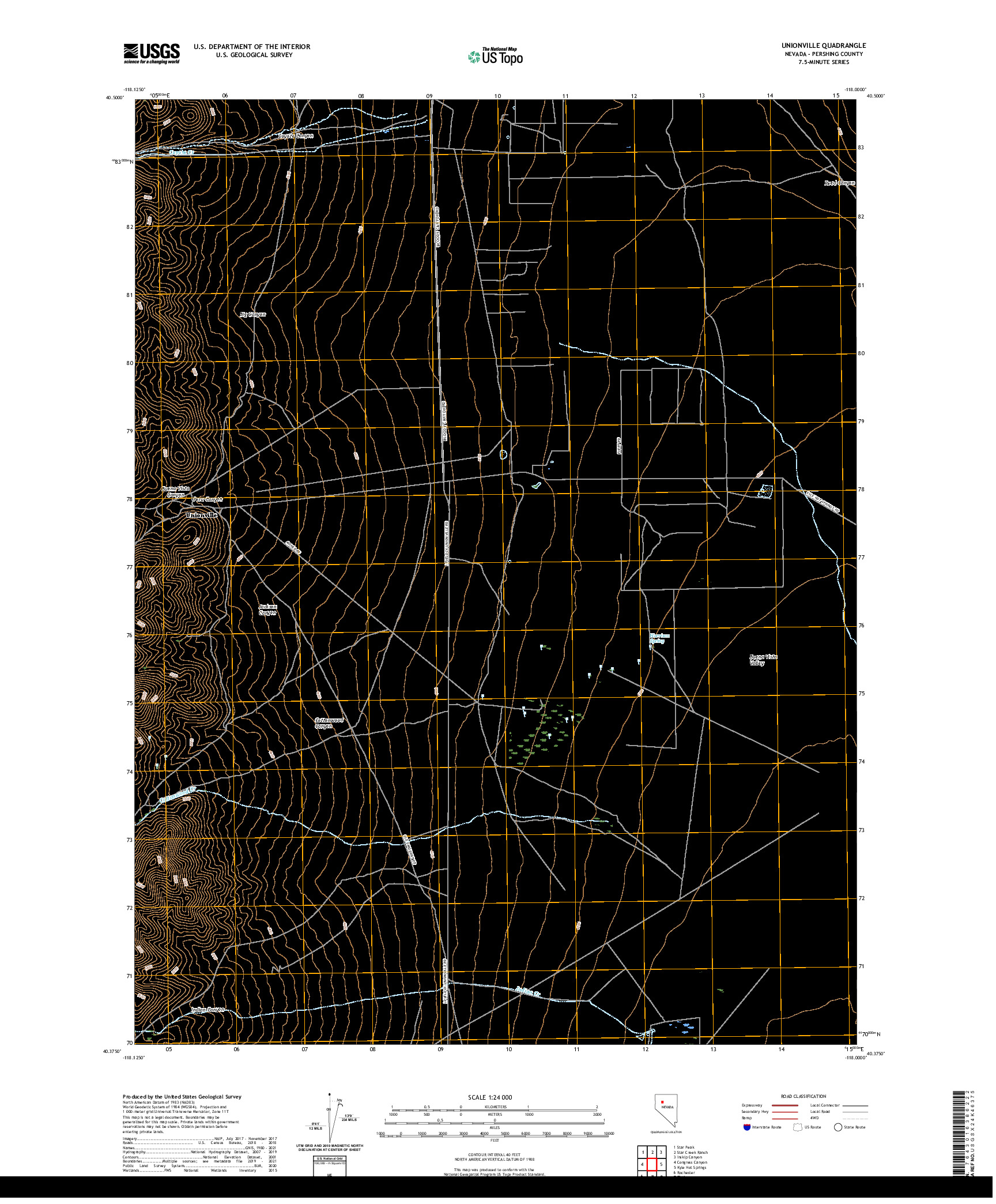 US TOPO 7.5-MINUTE MAP FOR UNIONVILLE, NV