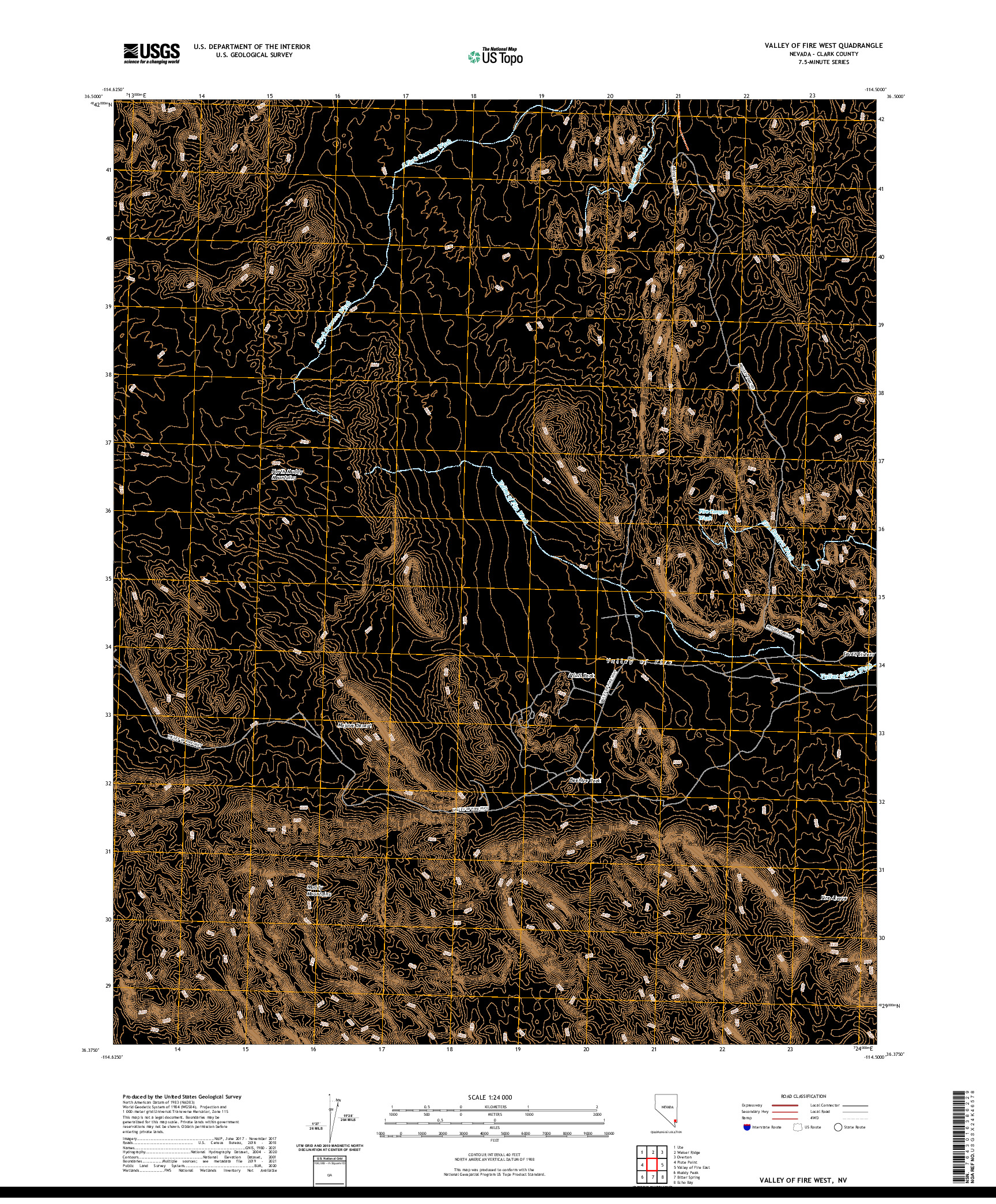 US TOPO 7.5-MINUTE MAP FOR VALLEY OF FIRE WEST, NV