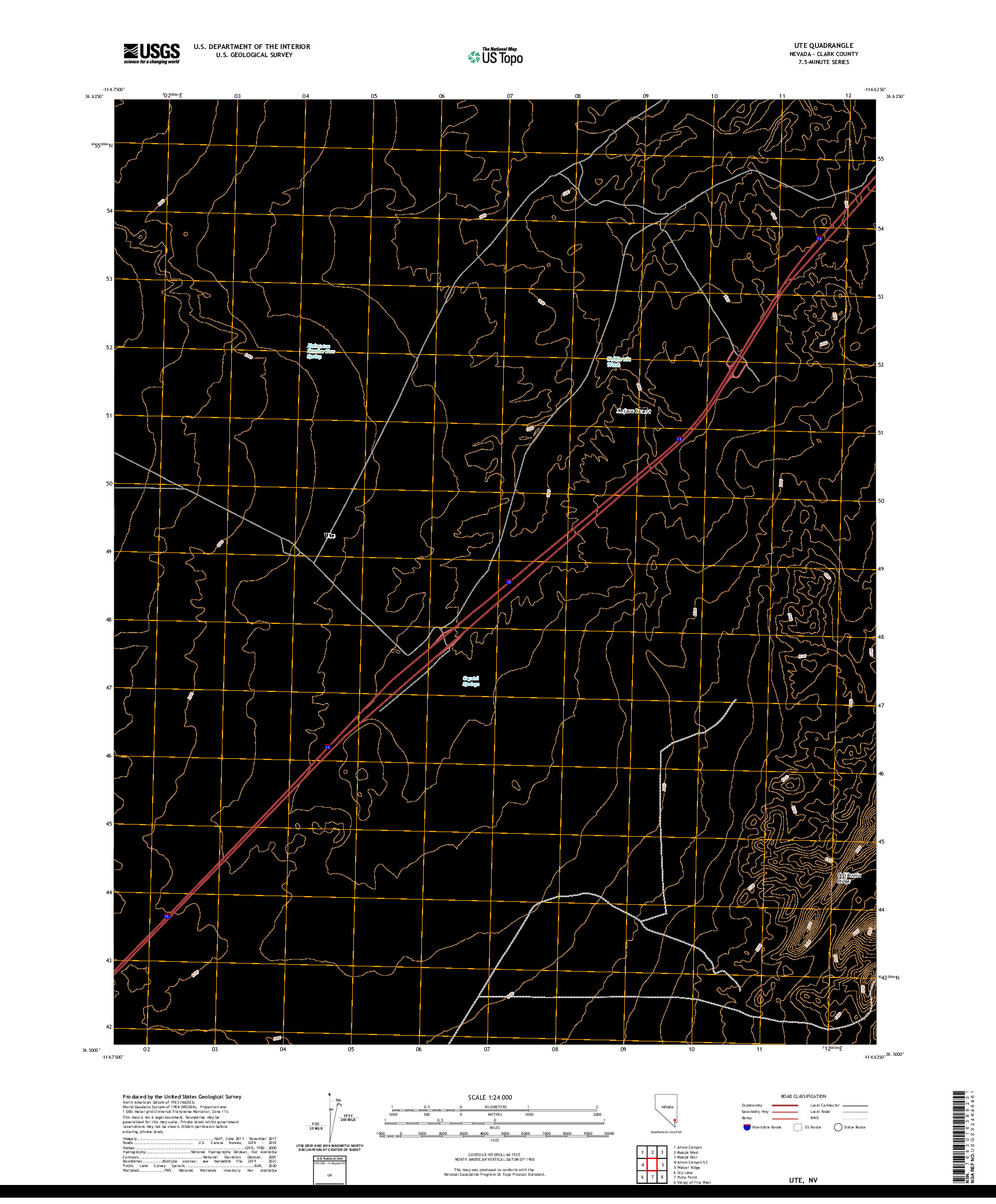 US TOPO 7.5-MINUTE MAP FOR UTE, NV