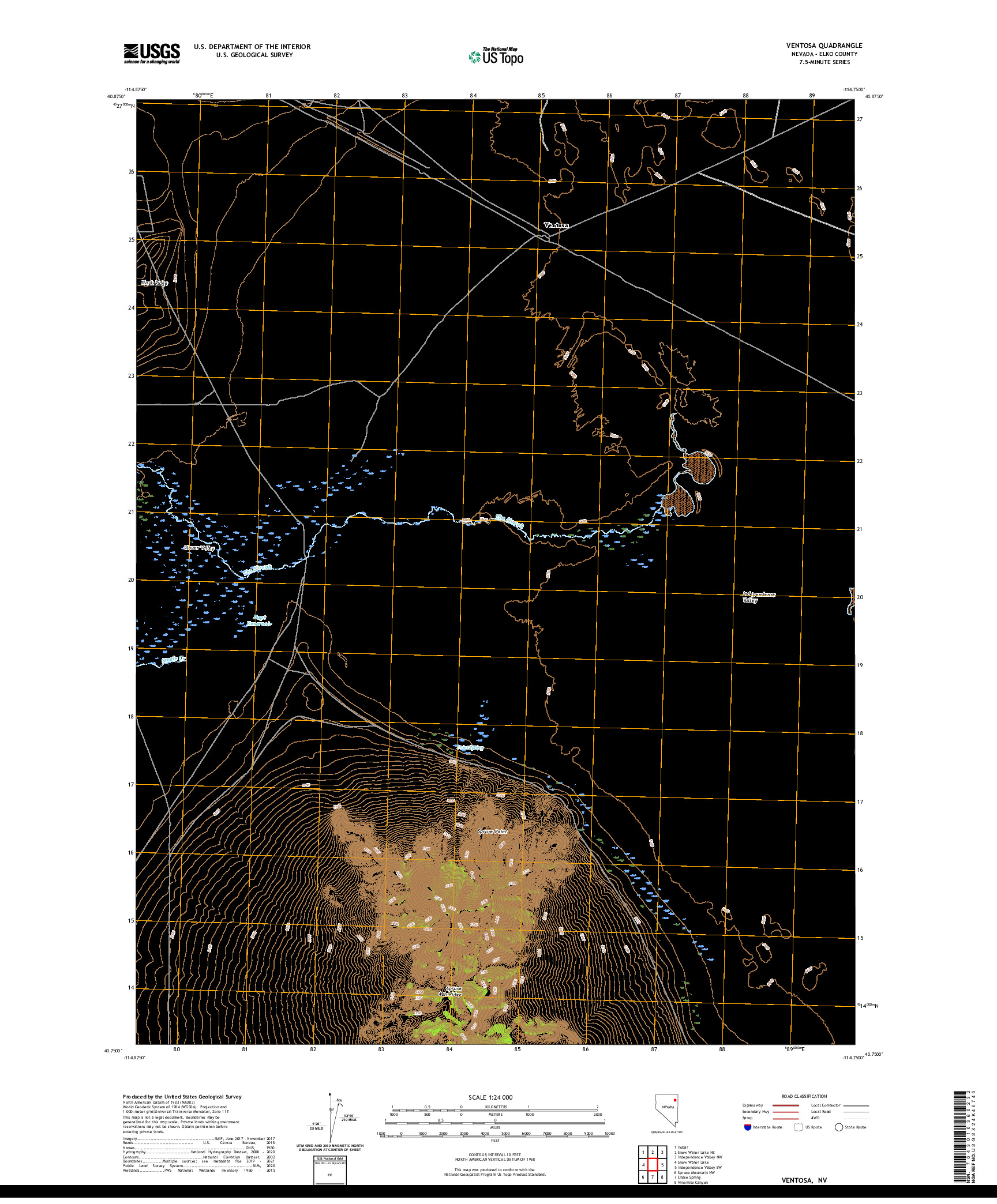 US TOPO 7.5-MINUTE MAP FOR VENTOSA, NV