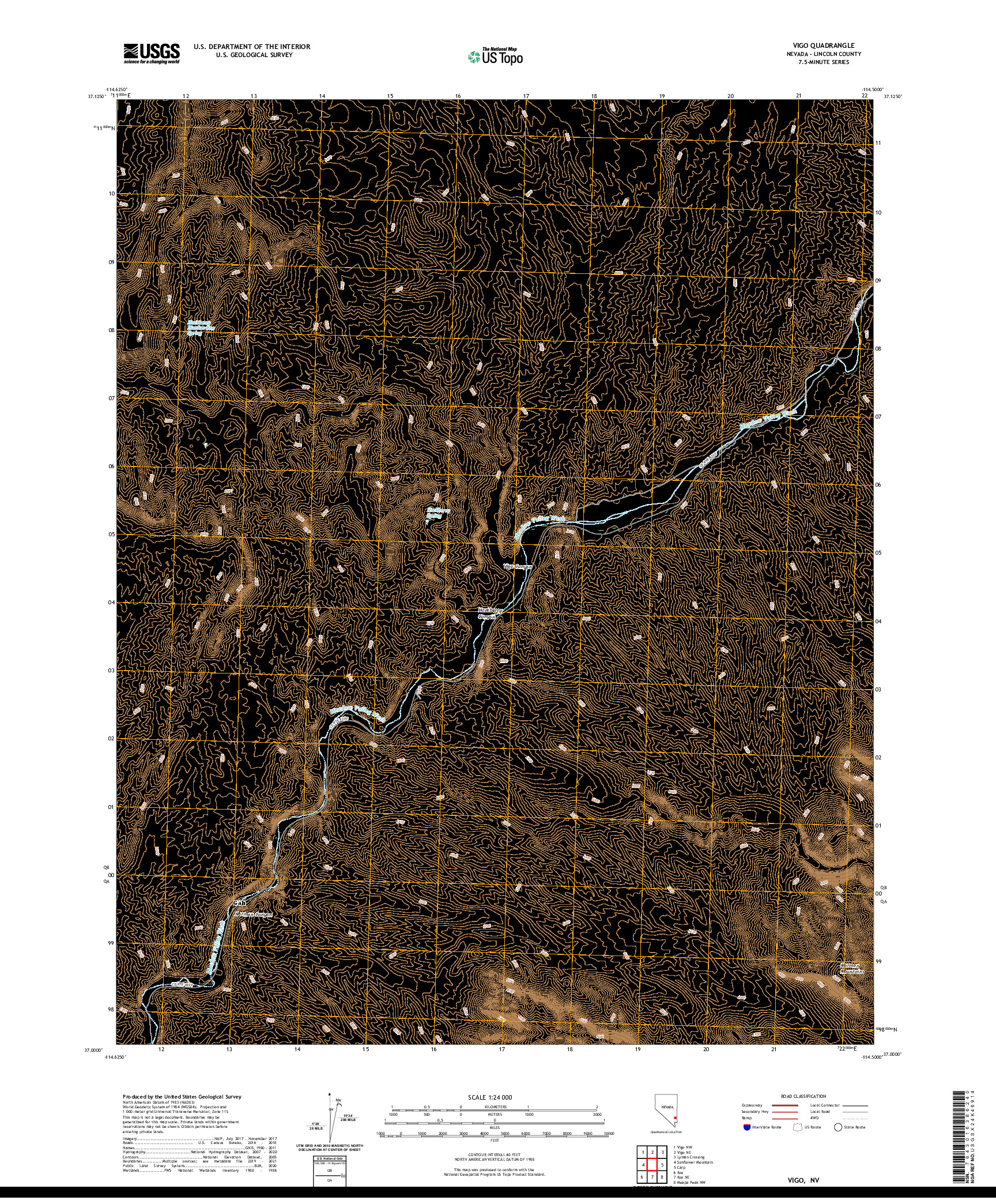 US TOPO 7.5-MINUTE MAP FOR VIGO, NV