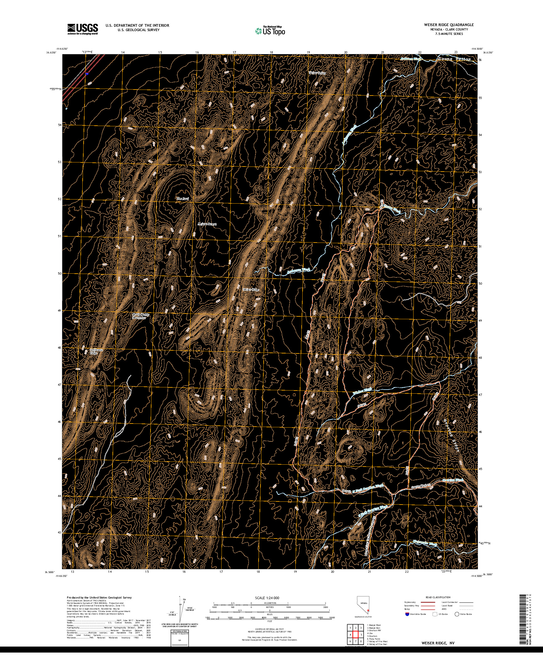 US TOPO 7.5-MINUTE MAP FOR WEISER RIDGE, NV