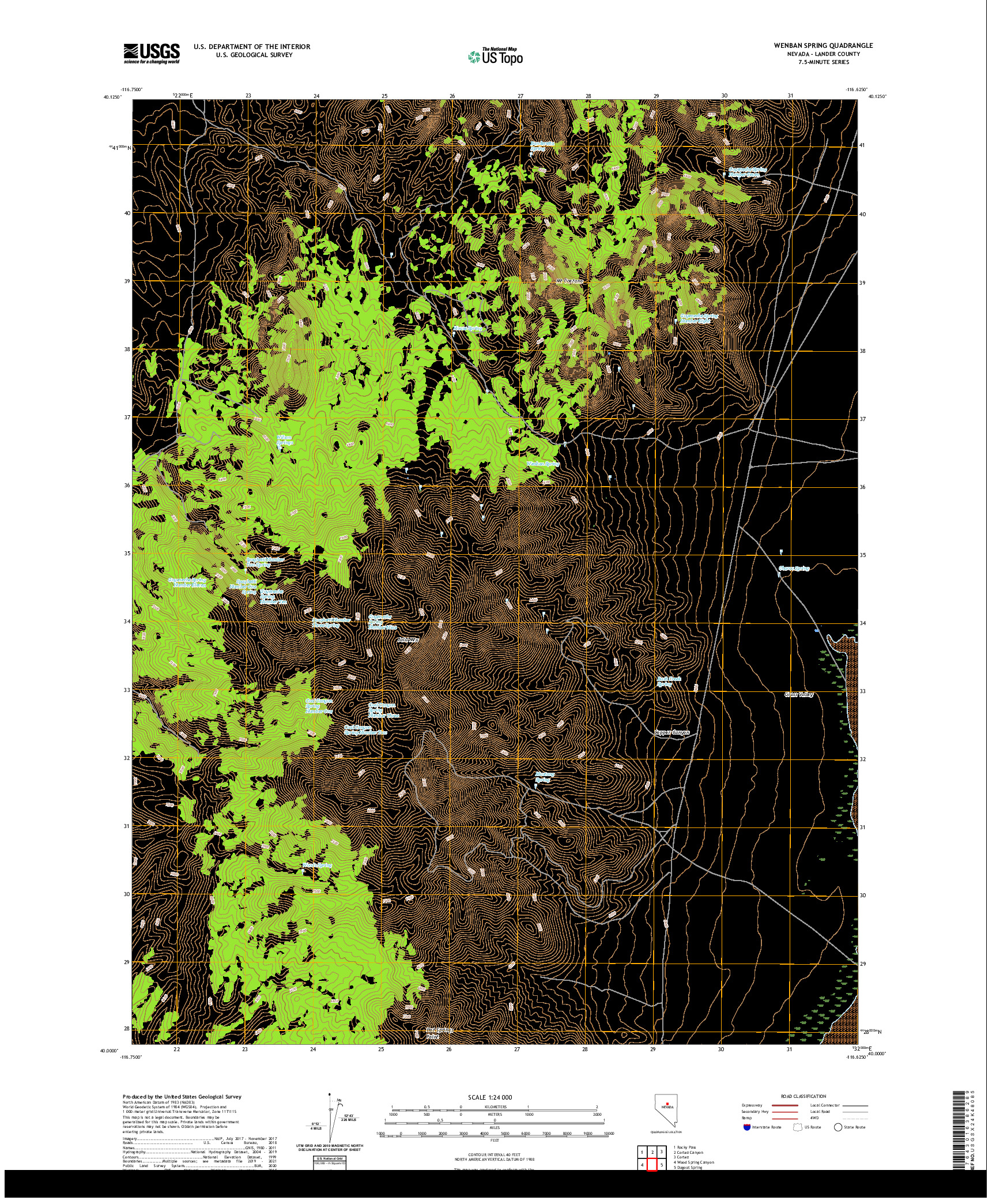 US TOPO 7.5-MINUTE MAP FOR WENBAN SPRING, NV