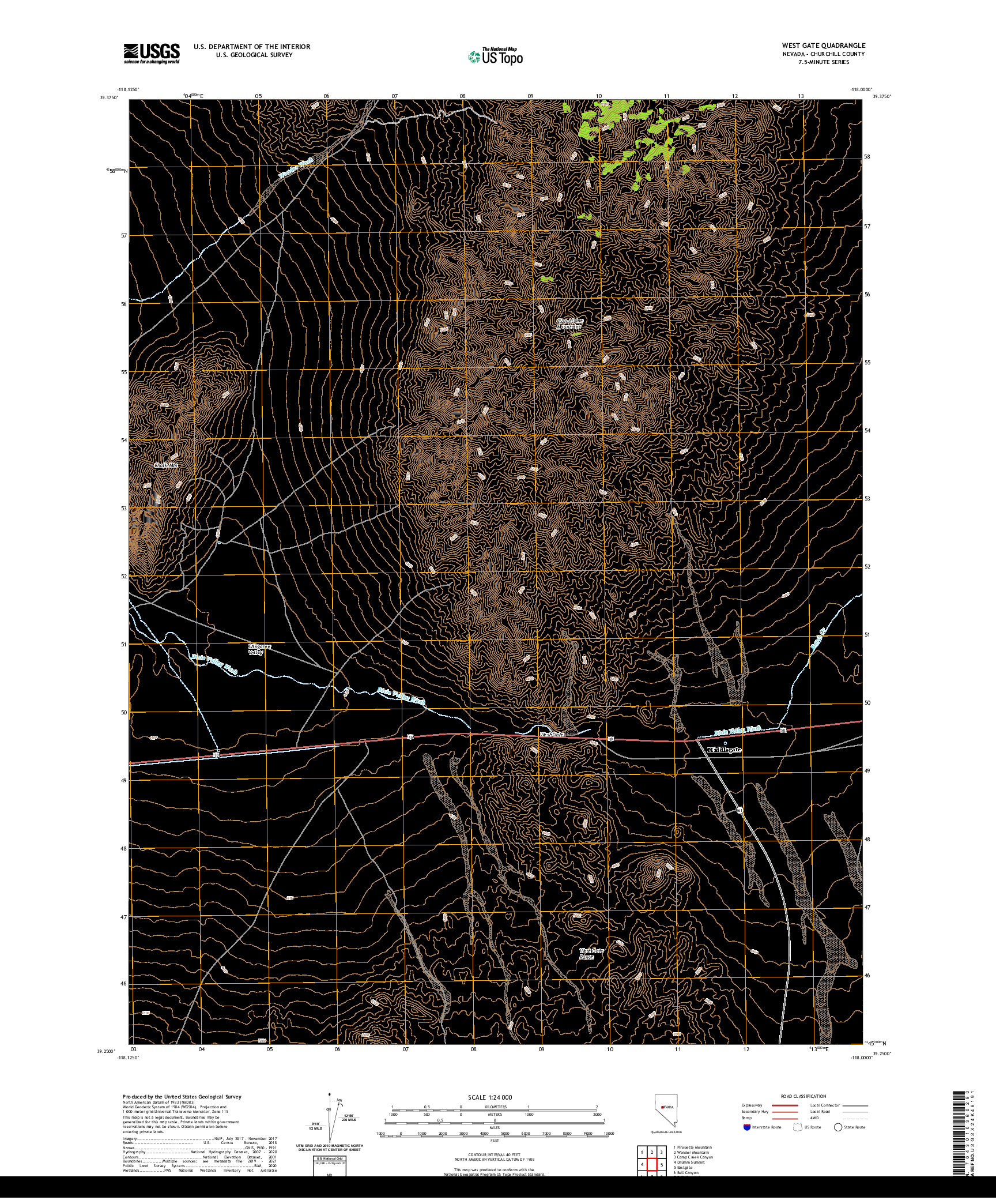 US TOPO 7.5-MINUTE MAP FOR WEST GATE, NV