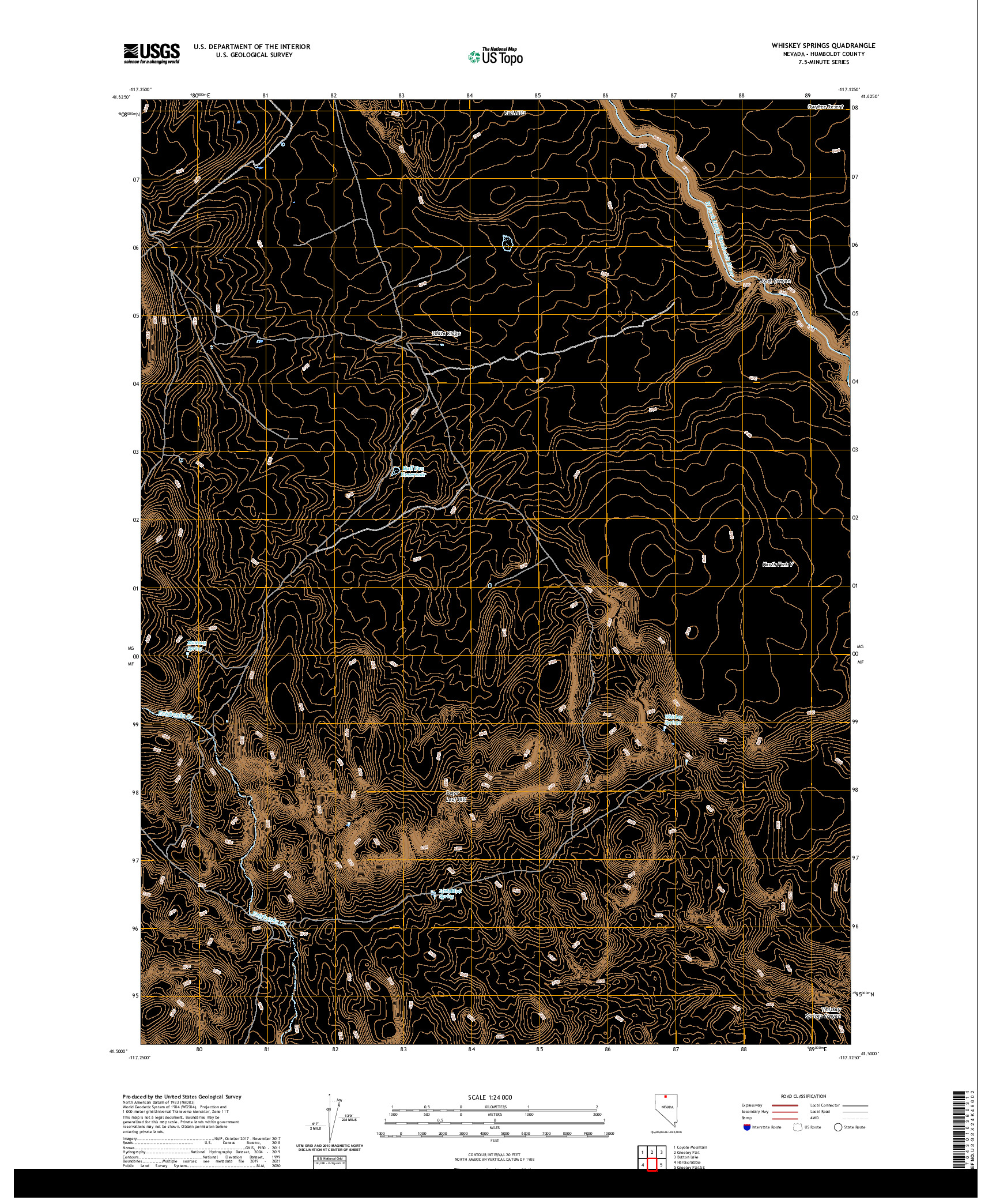 US TOPO 7.5-MINUTE MAP FOR WHISKEY SPRINGS, NV