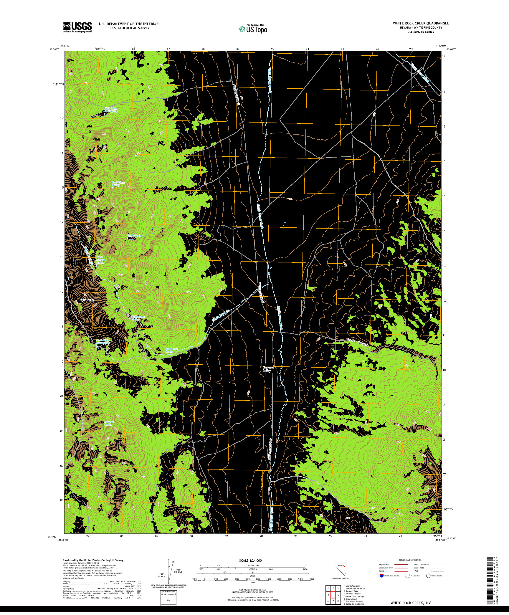 US TOPO 7.5-MINUTE MAP FOR WHITE ROCK CREEK, NV