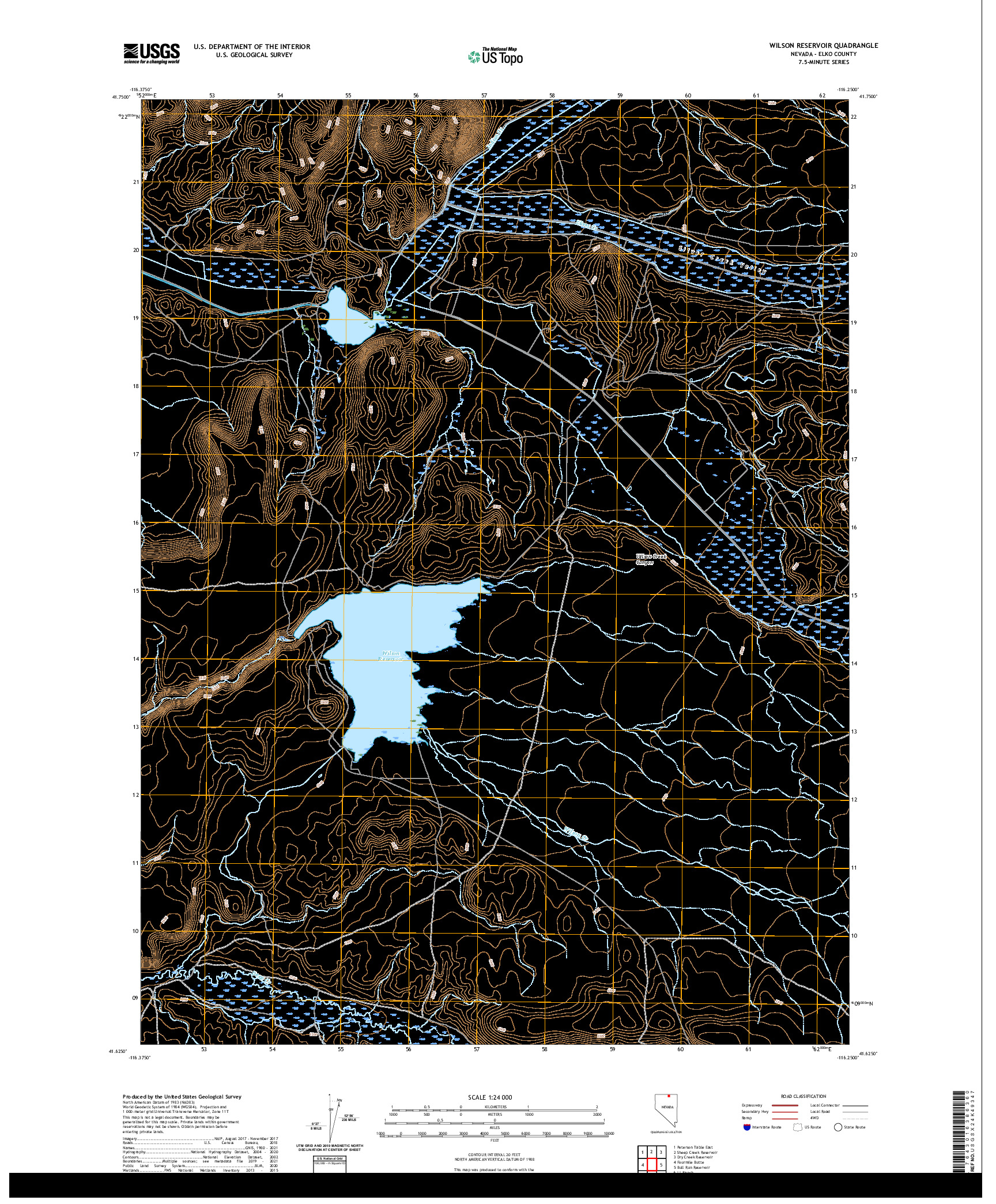 US TOPO 7.5-MINUTE MAP FOR WILSON RESERVOIR, NV