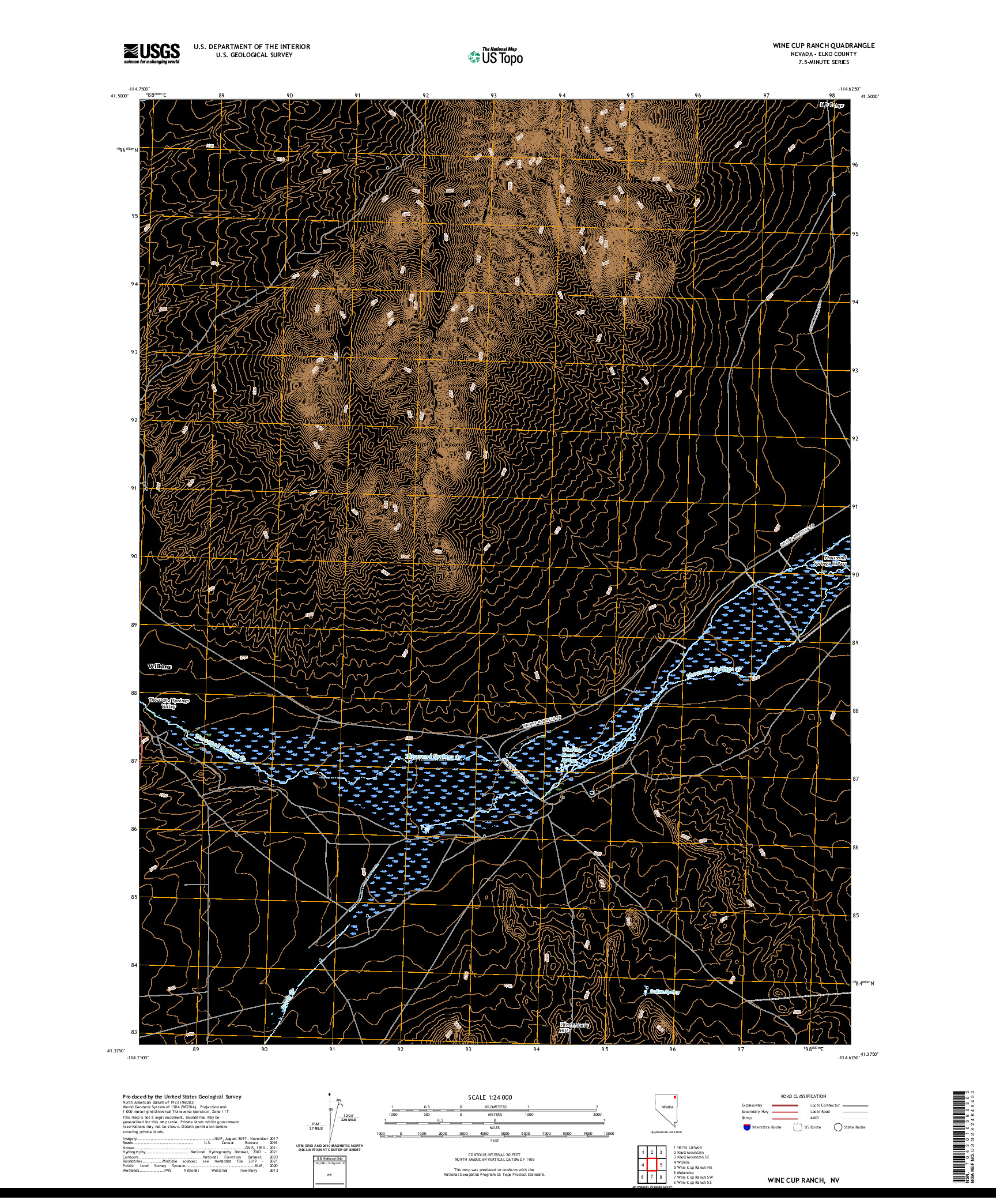 US TOPO 7.5-MINUTE MAP FOR WINE CUP RANCH, NV