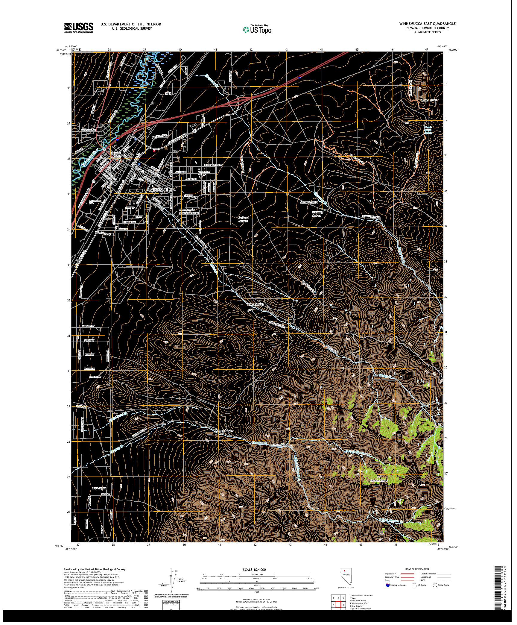 US TOPO 7.5-MINUTE MAP FOR WINNEMUCCA EAST, NV