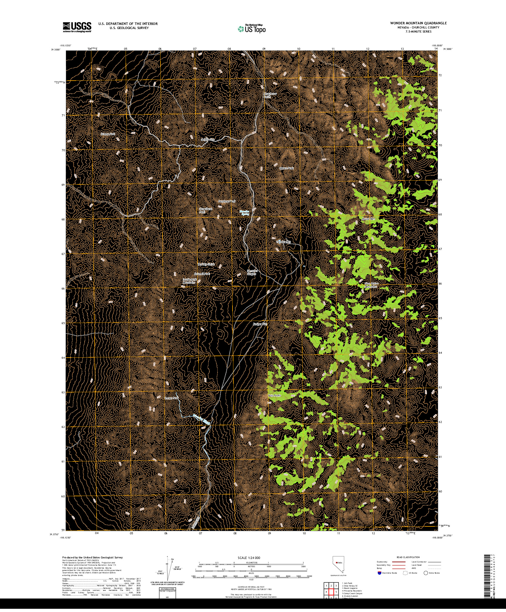 US TOPO 7.5-MINUTE MAP FOR WONDER MOUNTAIN, NV