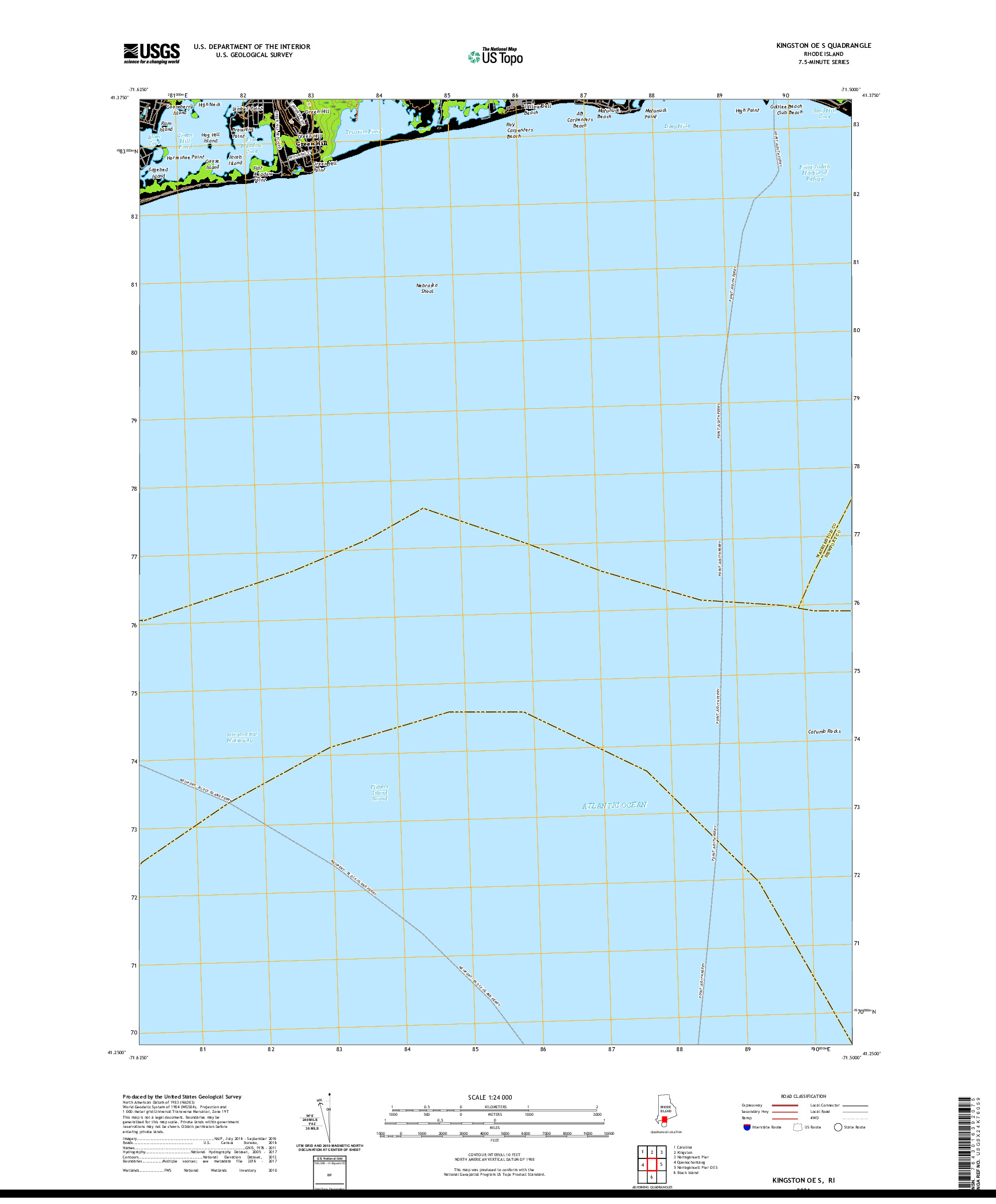 USGS US TOPO 7.5-MINUTE MAP FOR KINGSTON OE S, RI 2021