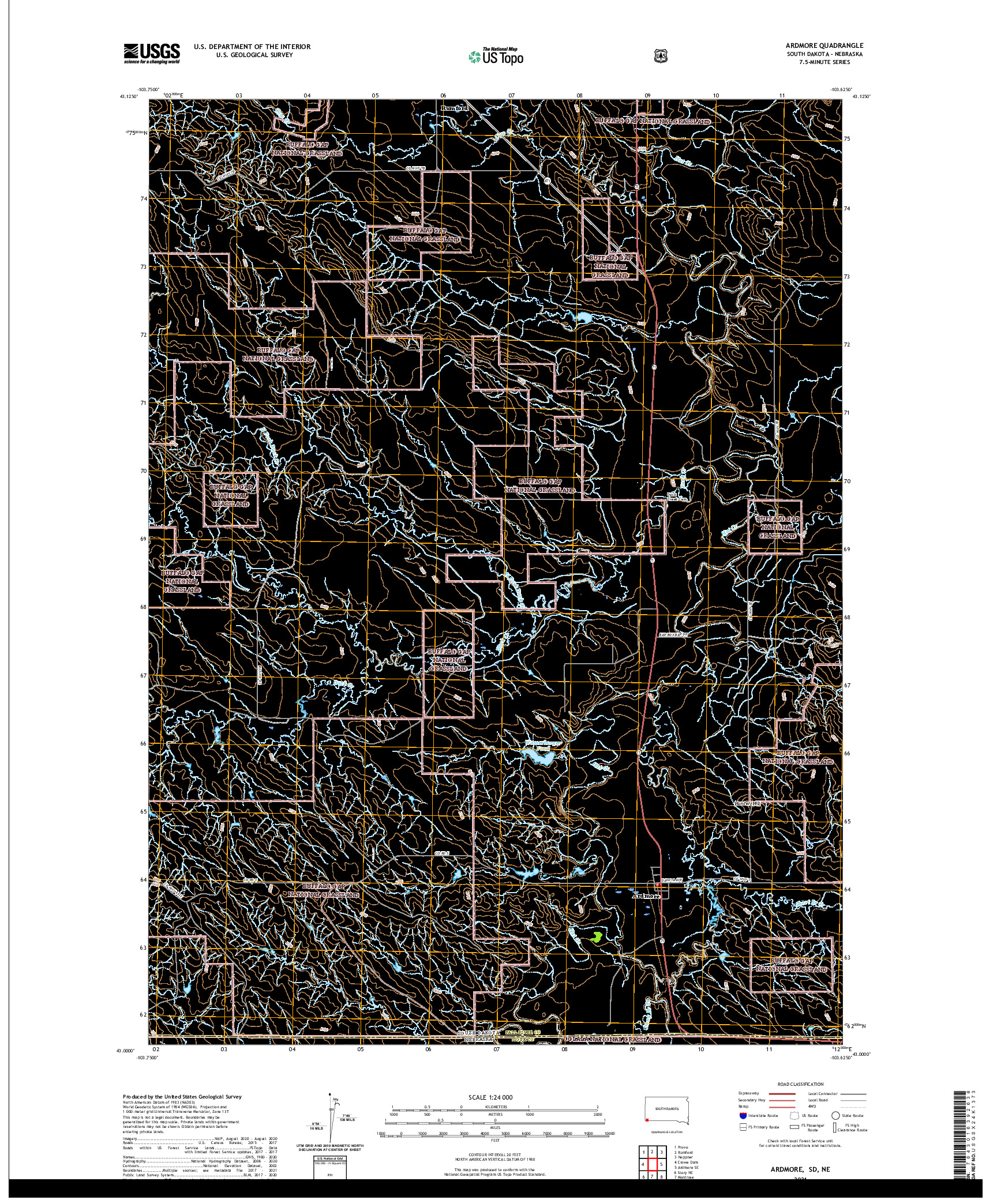 USGS US TOPO 7.5-MINUTE MAP FOR ARDMORE, SD,NE 2021