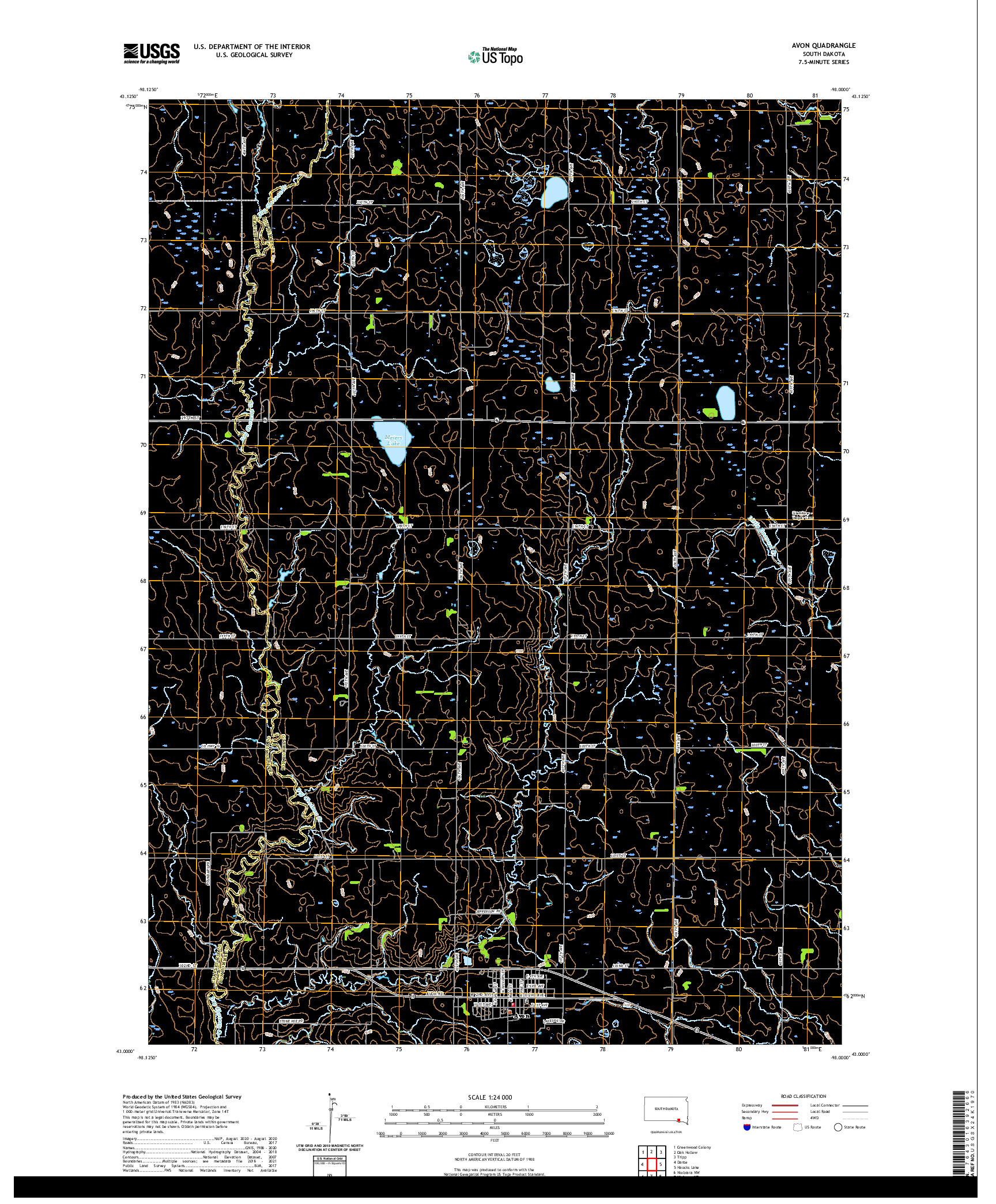 USGS US TOPO 7.5-MINUTE MAP FOR AVON, SD 2021