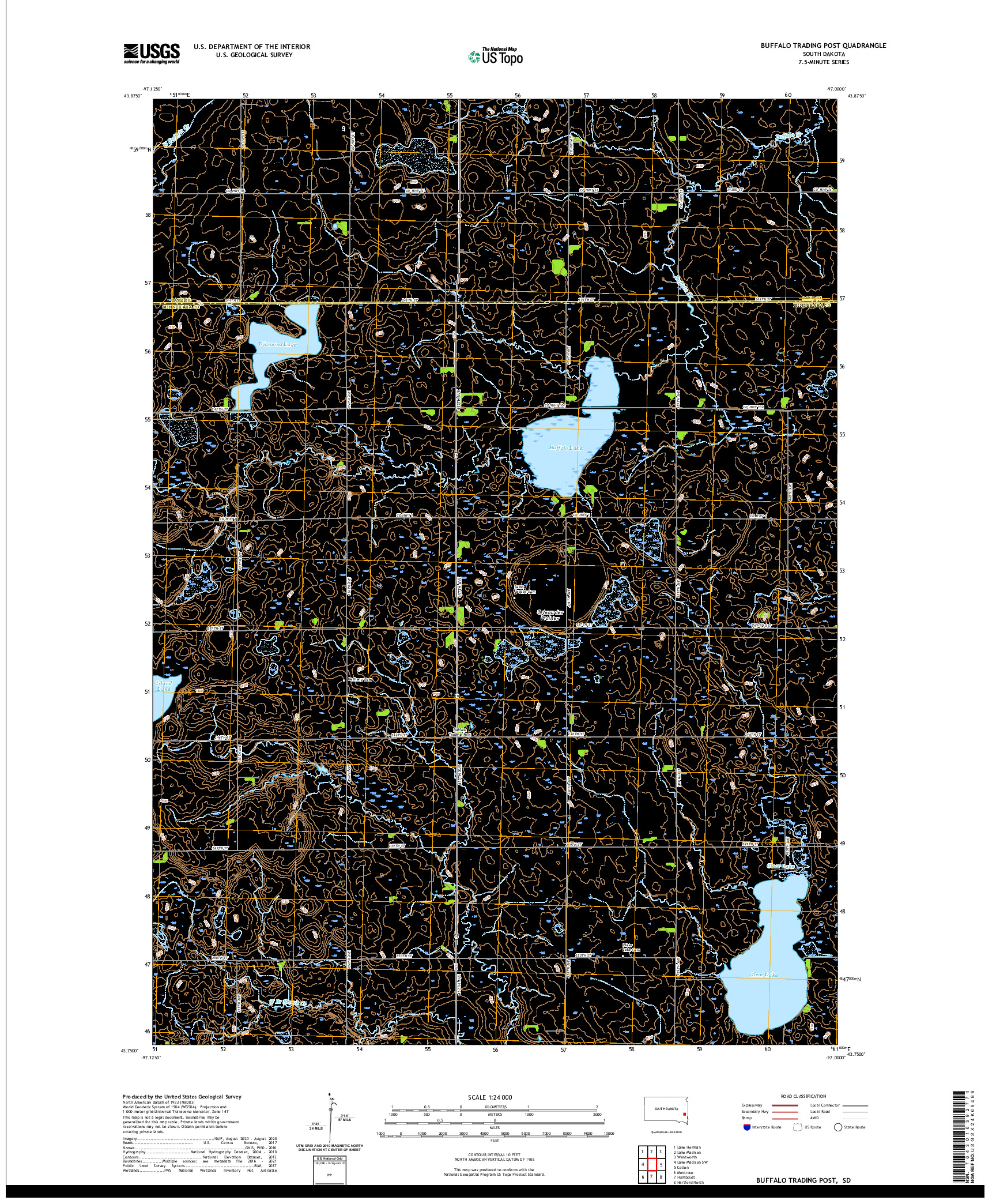 USGS US TOPO 7.5-MINUTE MAP FOR BUFFALO TRADING POST, SD 2021