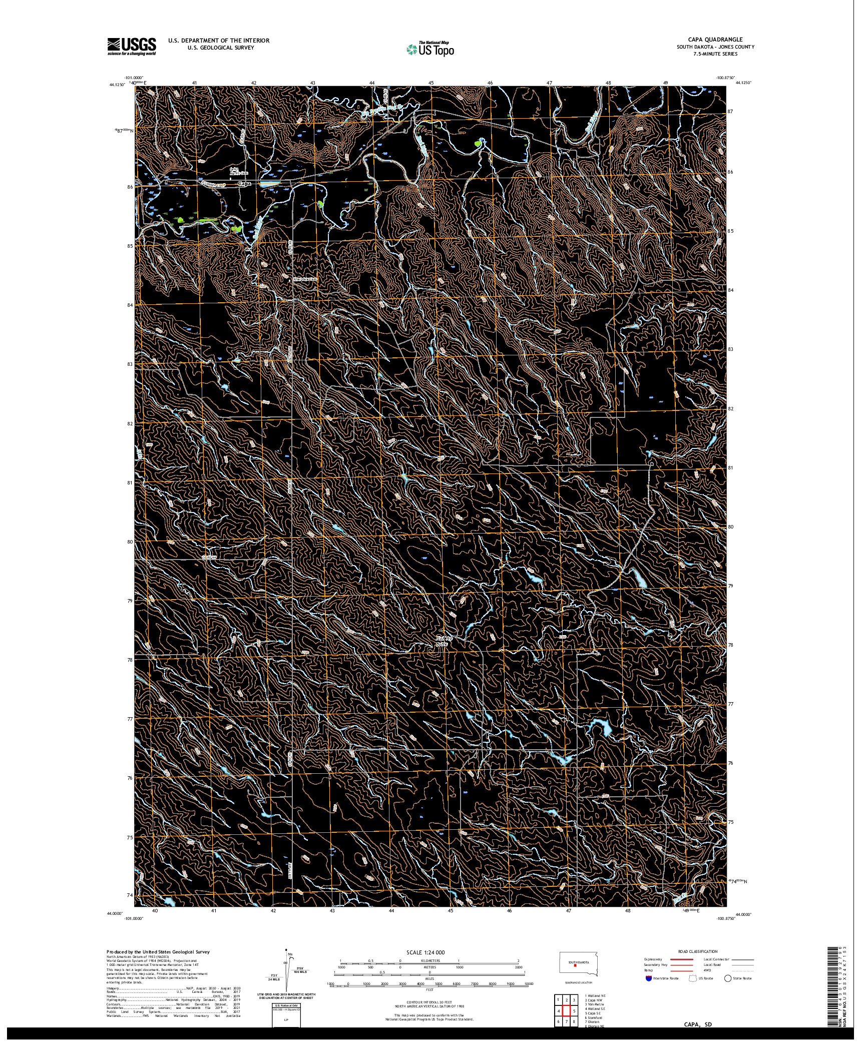 USGS US TOPO 7.5-MINUTE MAP FOR CAPA, SD 2021