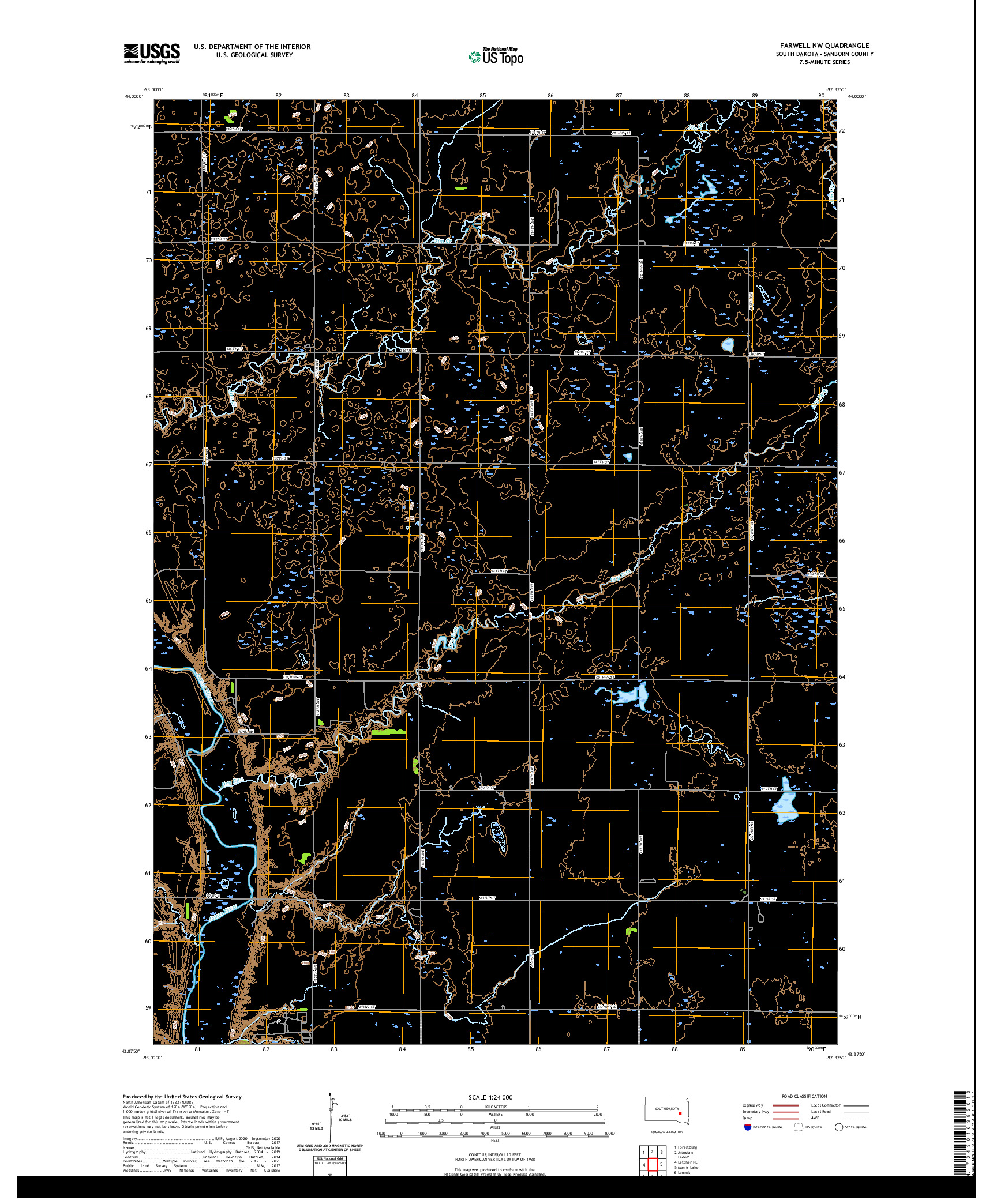 USGS US TOPO 7.5-MINUTE MAP FOR FARWELL NW, SD 2021