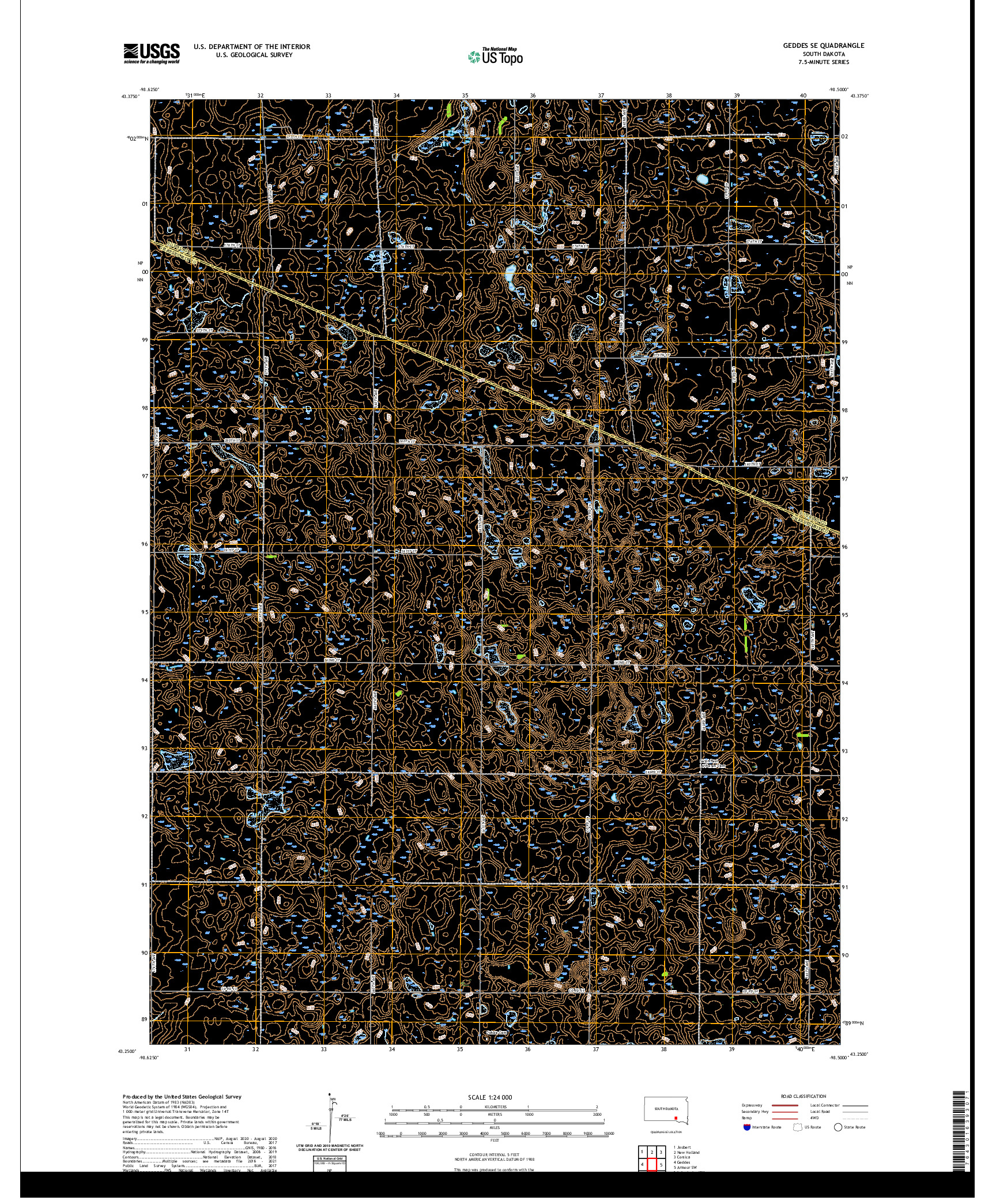 USGS US TOPO 7.5-MINUTE MAP FOR GEDDES SE, SD 2021