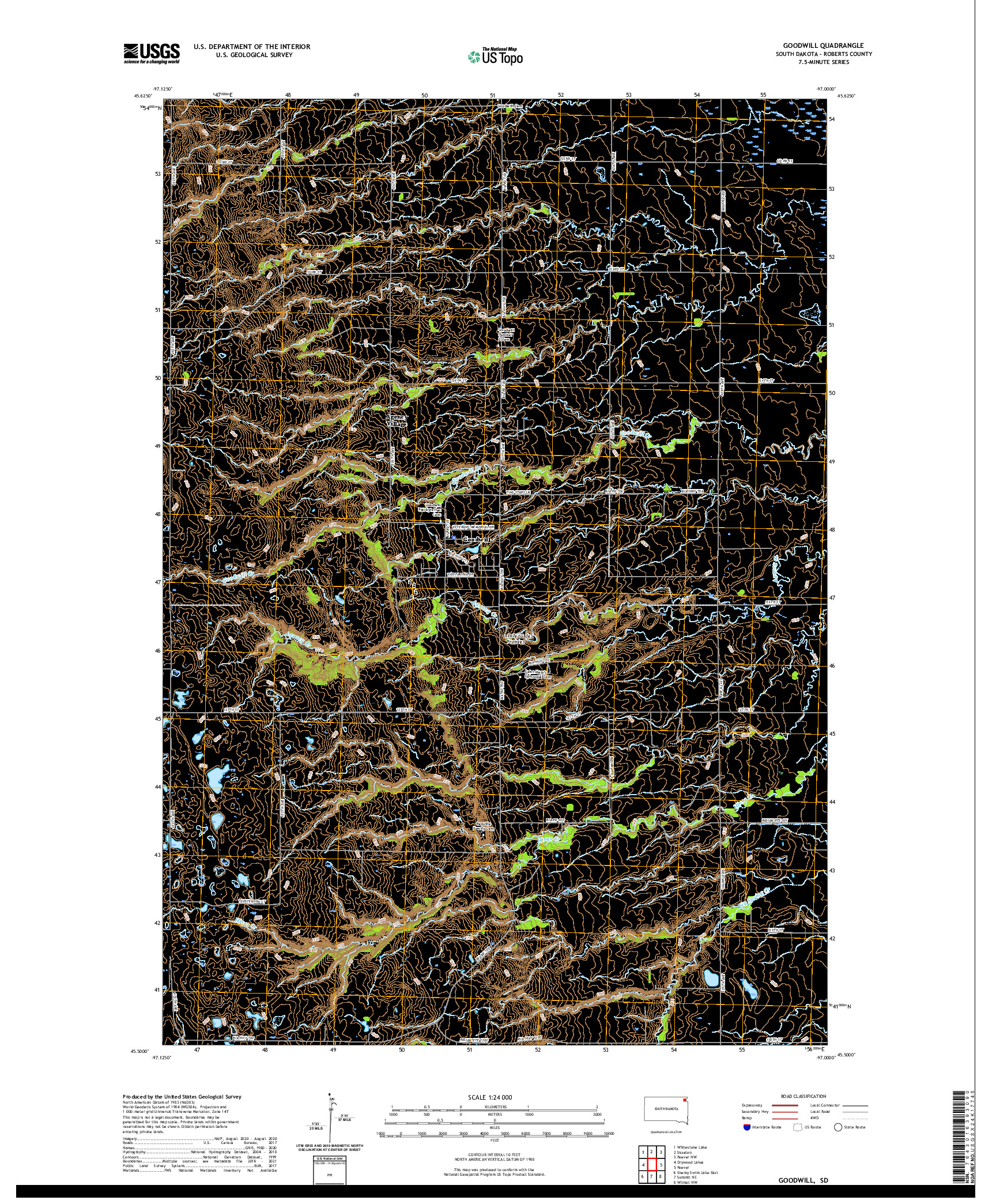 USGS US TOPO 7.5-MINUTE MAP FOR GOODWILL, SD 2021