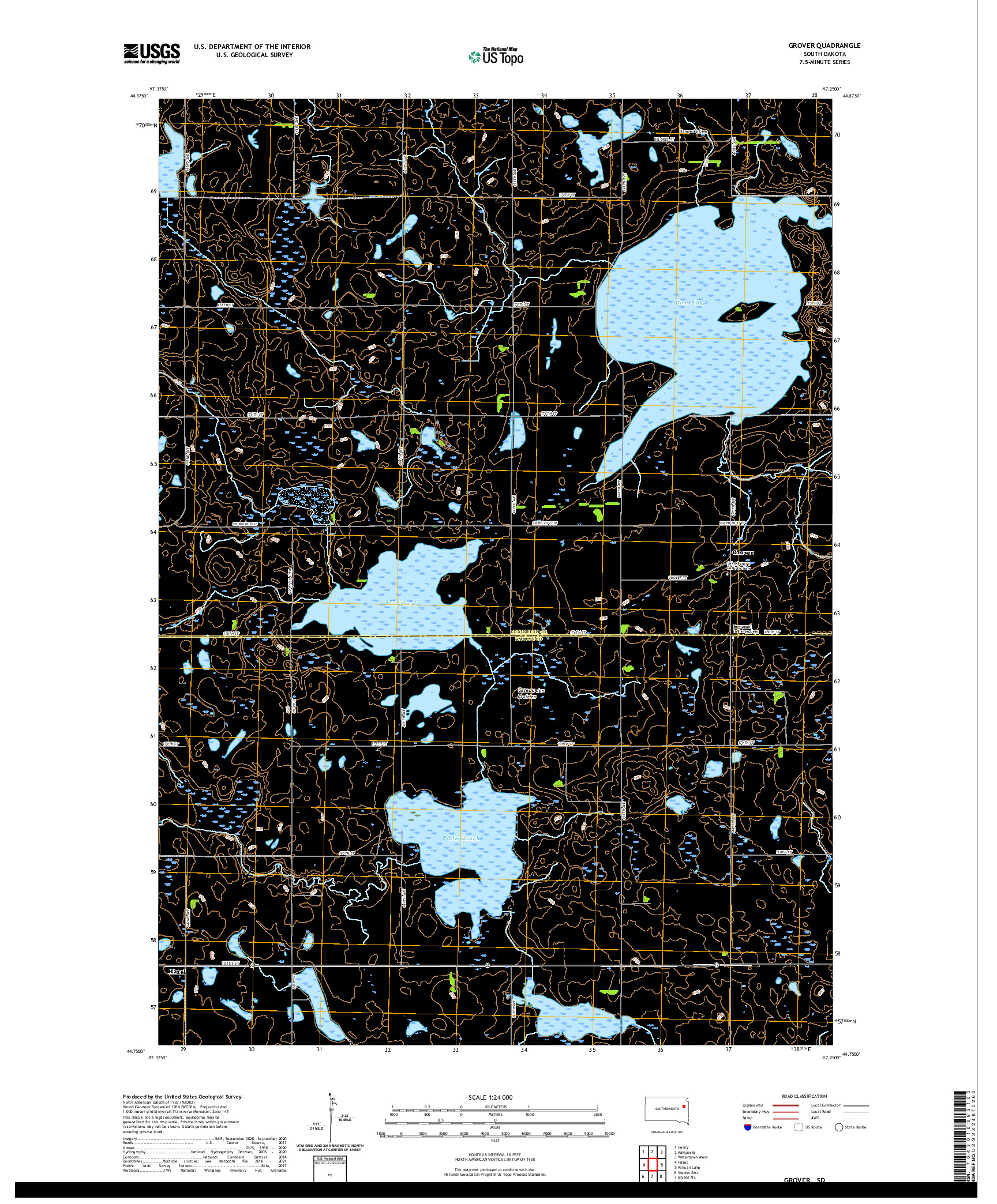 USGS US TOPO 7.5-MINUTE MAP FOR GROVER, SD 2021