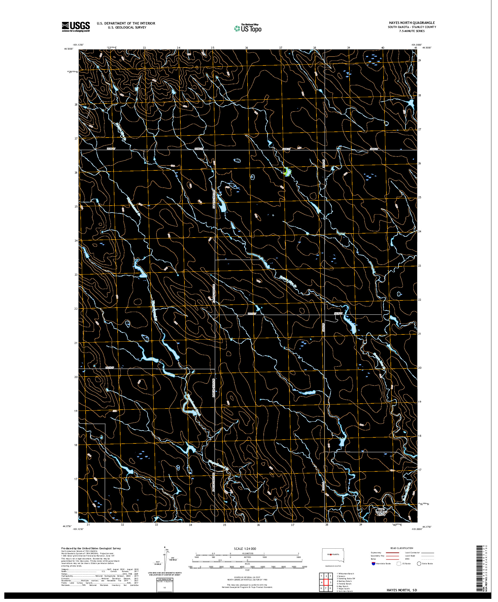 USGS US TOPO 7.5-MINUTE MAP FOR HAYES NORTH, SD 2021