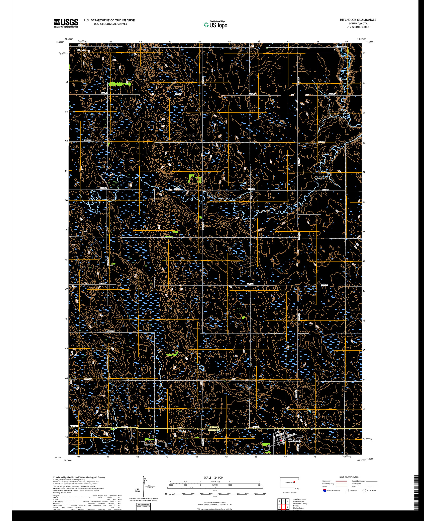 USGS US TOPO 7.5-MINUTE MAP FOR HITCHCOCK, SD 2021