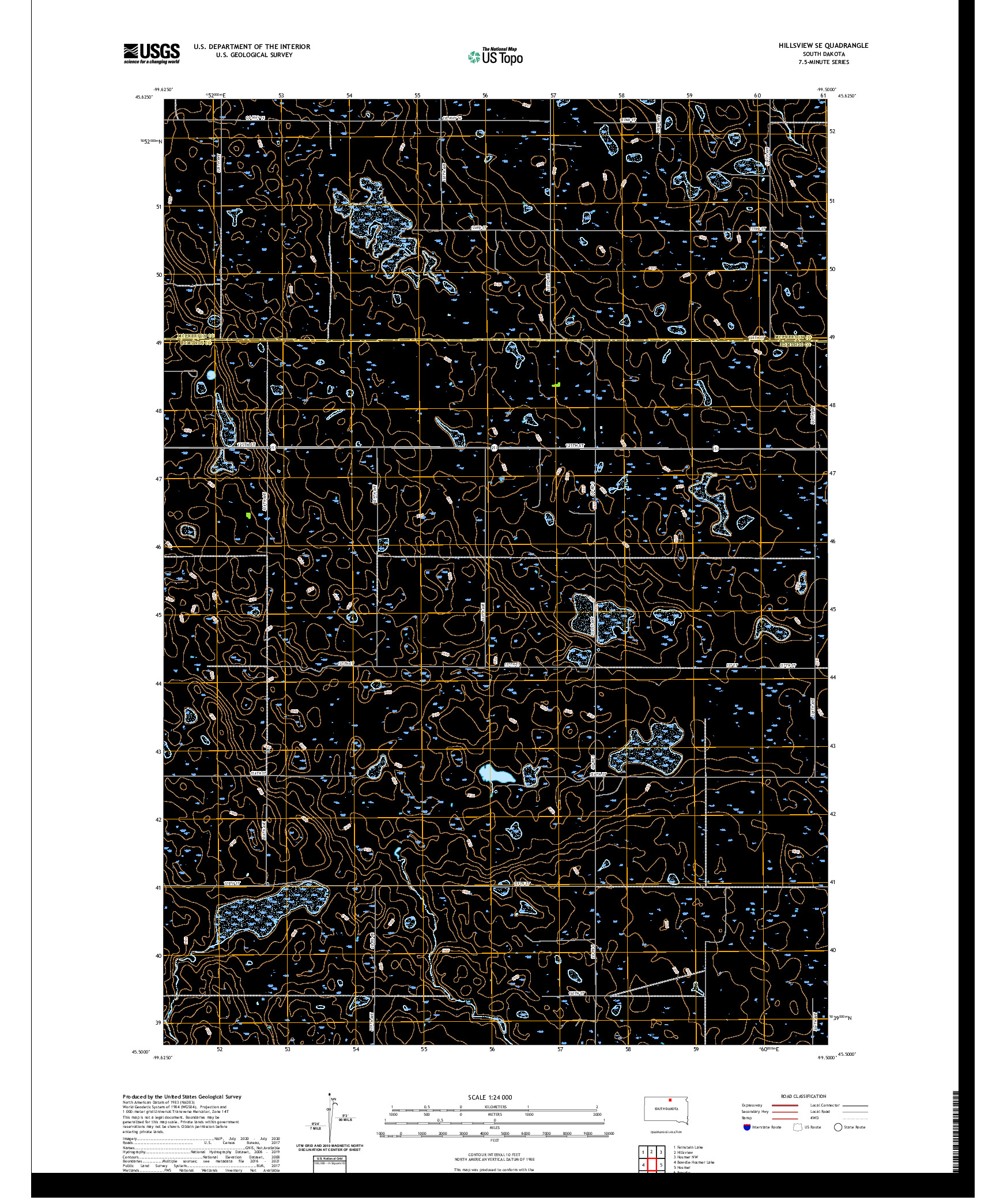 USGS US TOPO 7.5-MINUTE MAP FOR HILLSVIEW SE, SD 2021