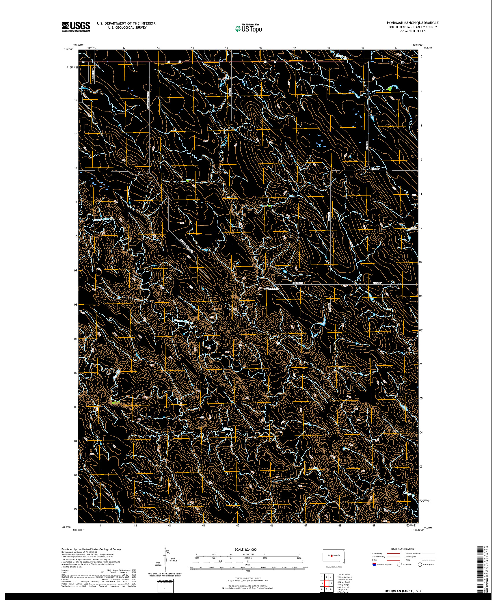 USGS US TOPO 7.5-MINUTE MAP FOR HOHRMAN RANCH, SD 2021