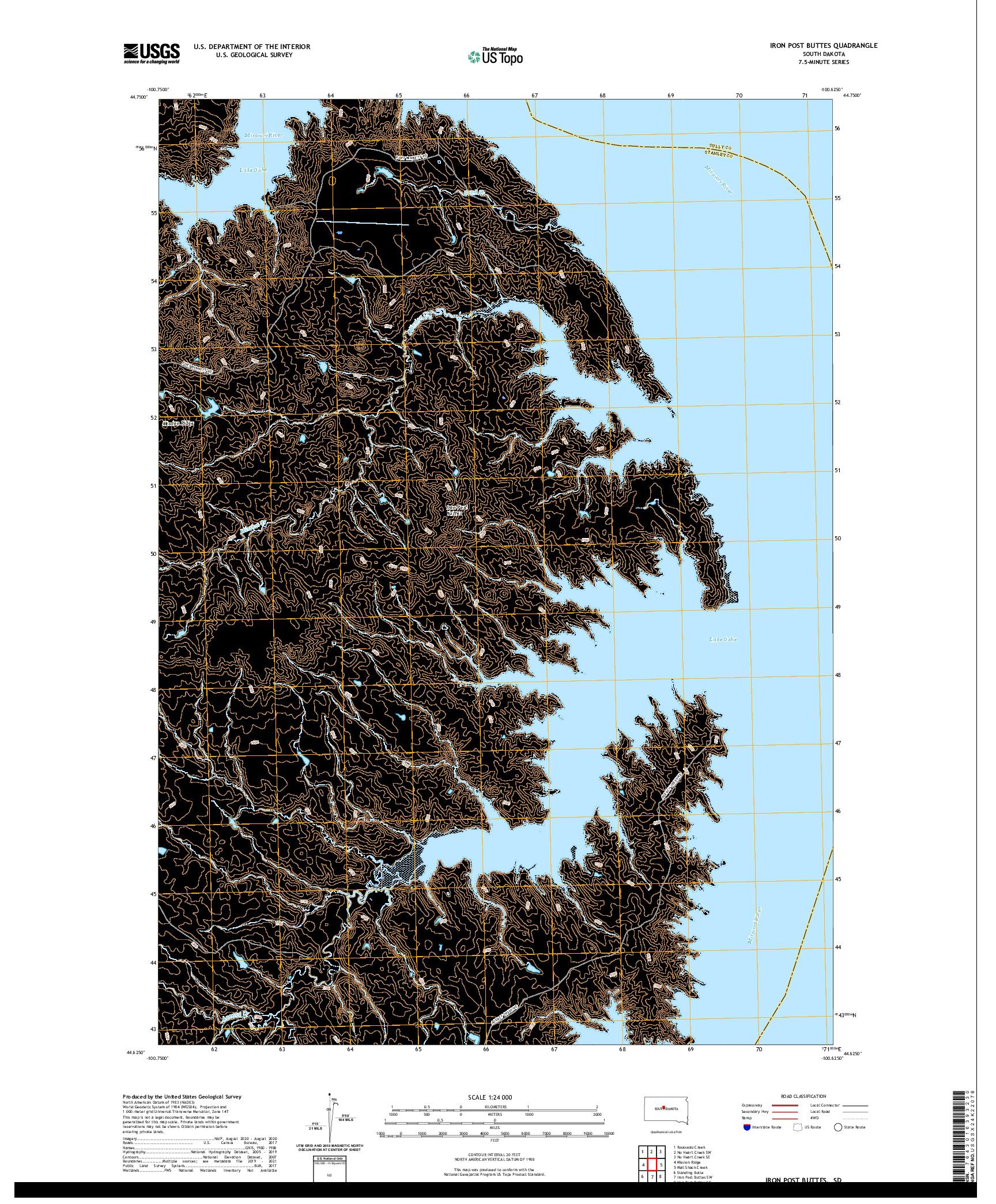 USGS US TOPO 7.5-MINUTE MAP FOR IRON POST BUTTES, SD 2021