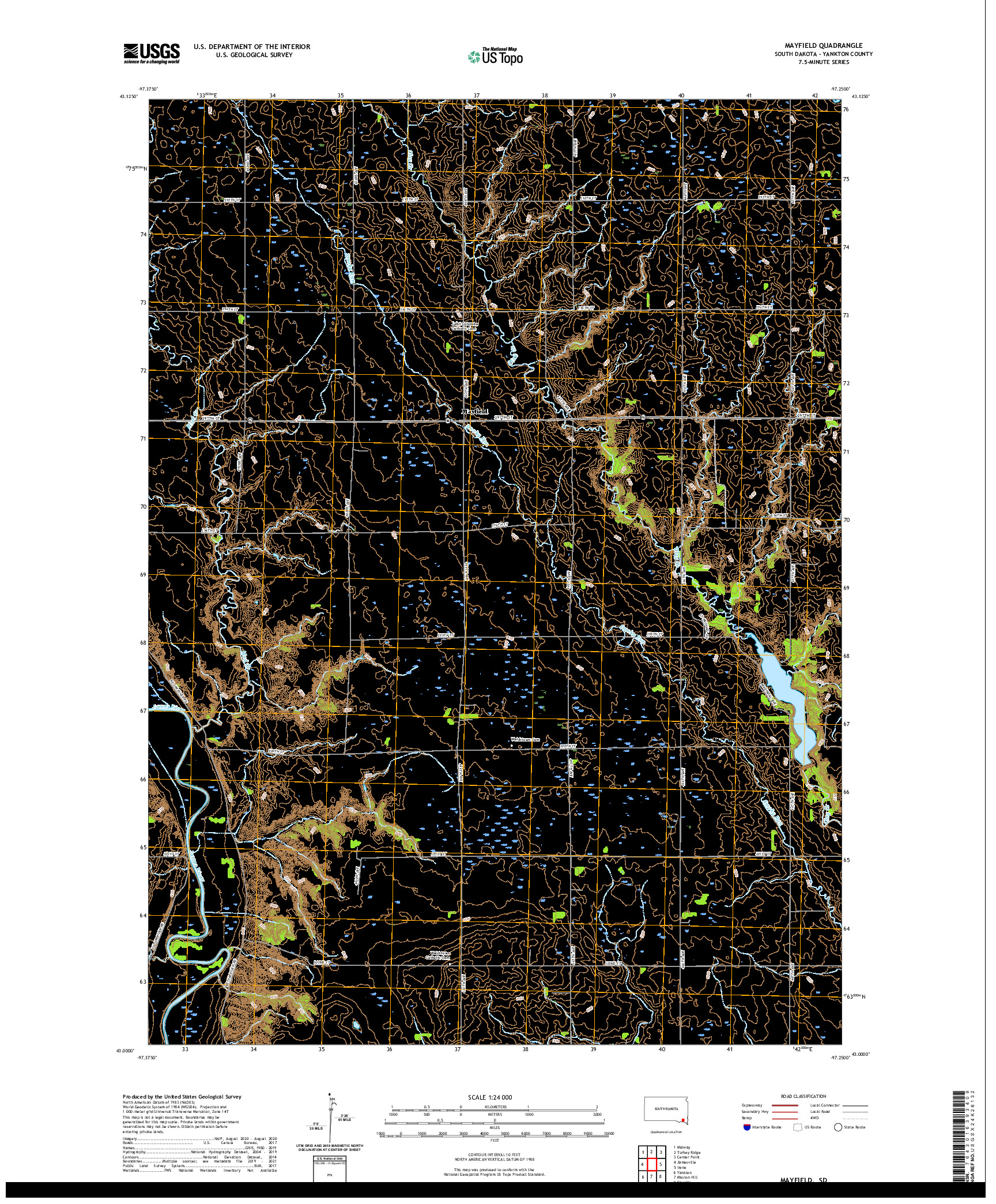 USGS US TOPO 7.5-MINUTE MAP FOR MAYFIELD, SD 2021