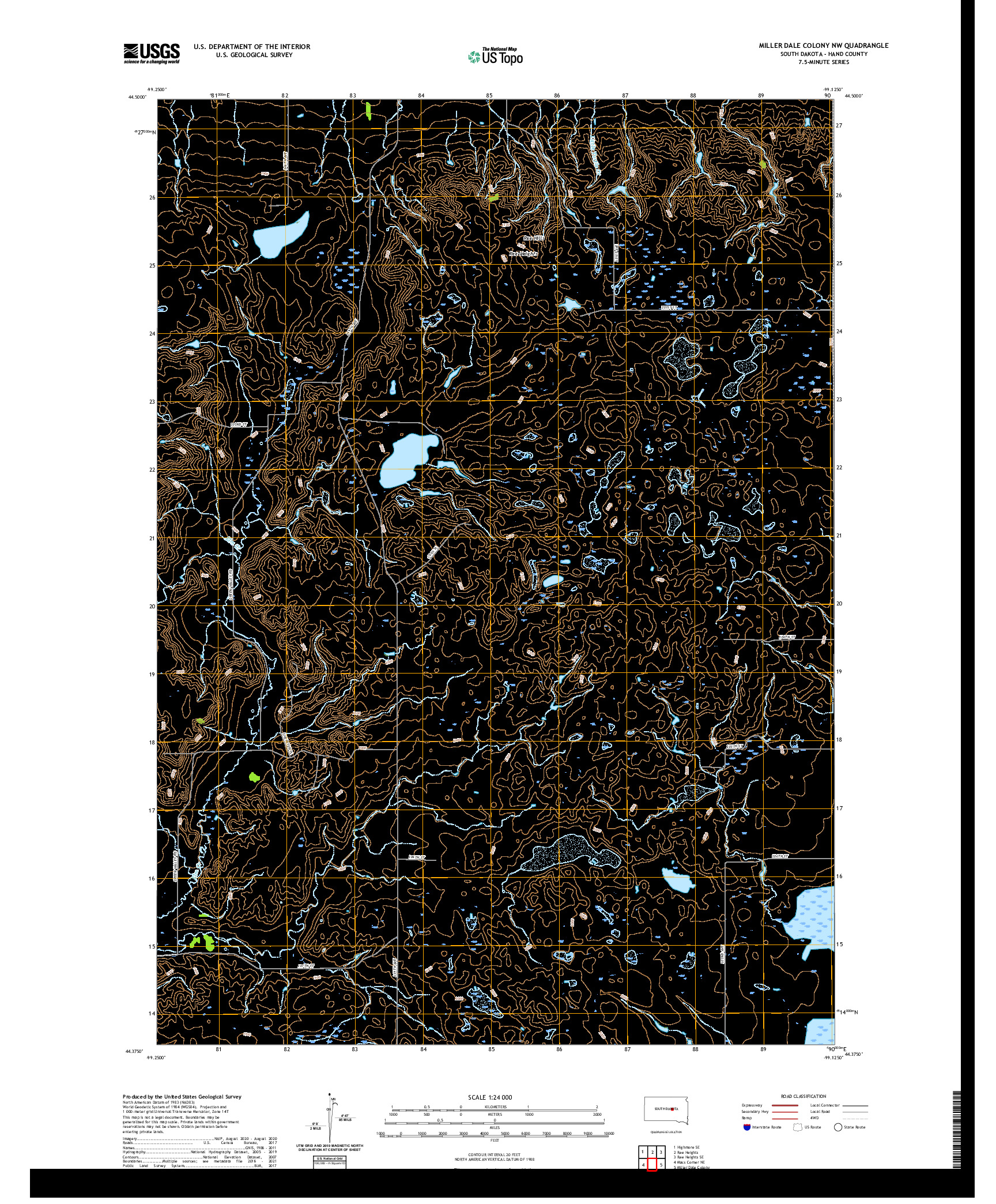 USGS US TOPO 7.5-MINUTE MAP FOR MILLER DALE COLONY NW, SD 2021