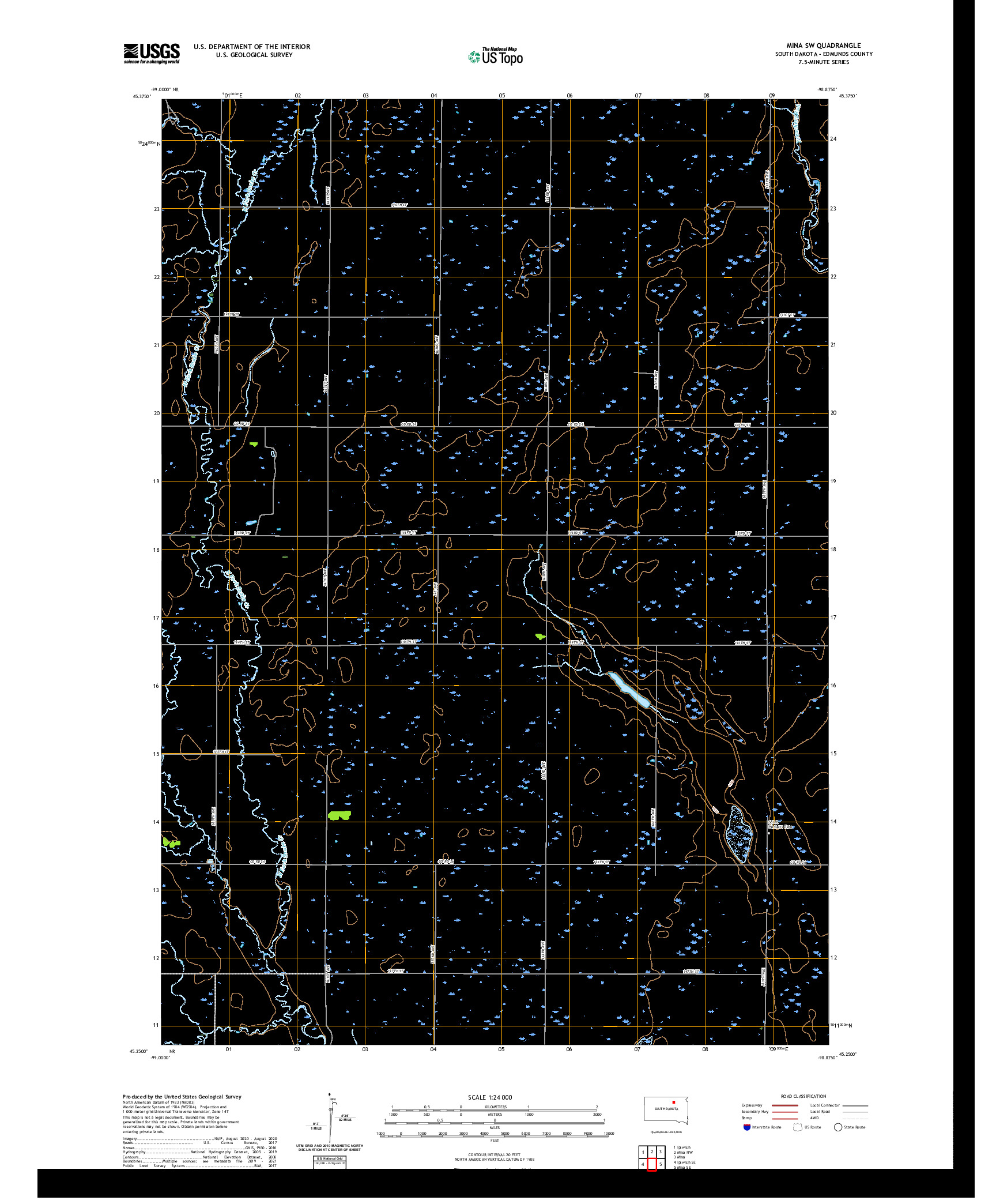 USGS US TOPO 7.5-MINUTE MAP FOR MINA SW, SD 2021