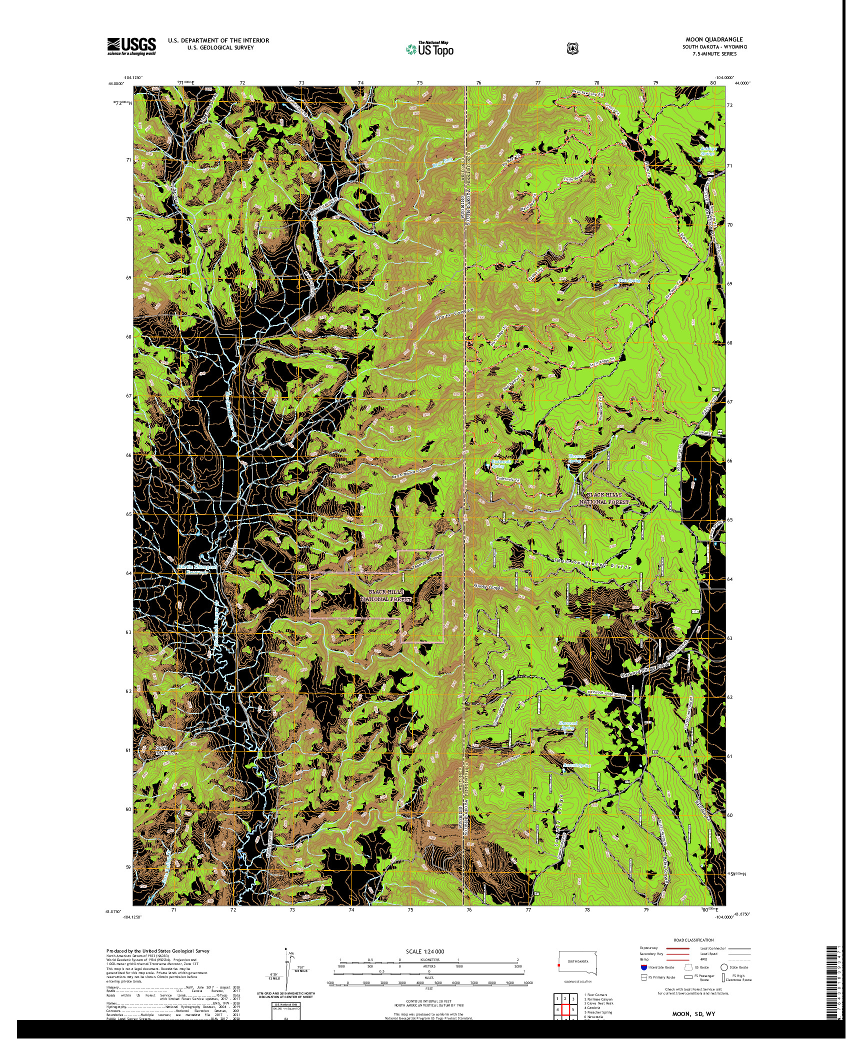 USGS US TOPO 7.5-MINUTE MAP FOR MOON, SD,WY 2021