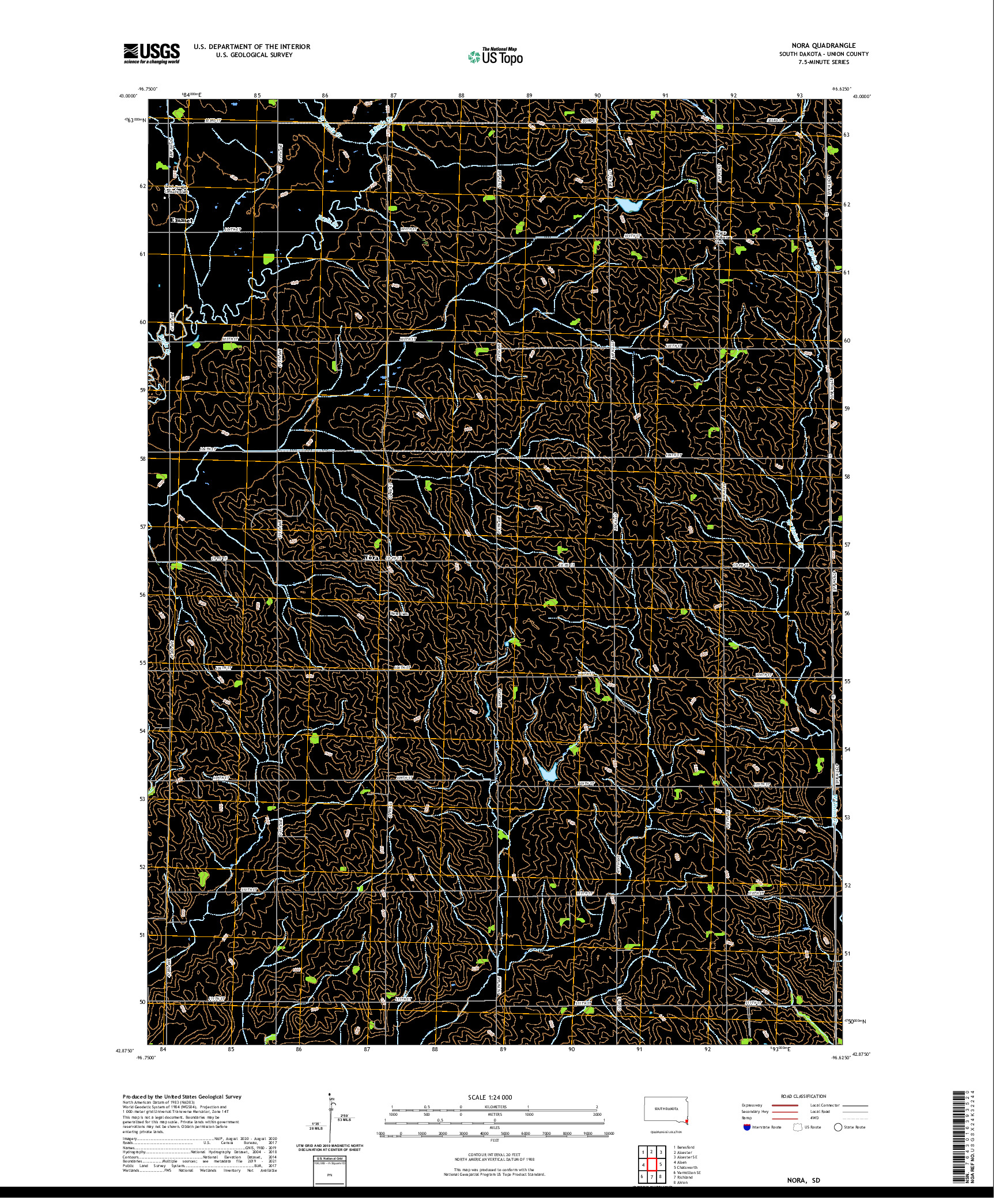 USGS US TOPO 7.5-MINUTE MAP FOR NORA, SD 2021